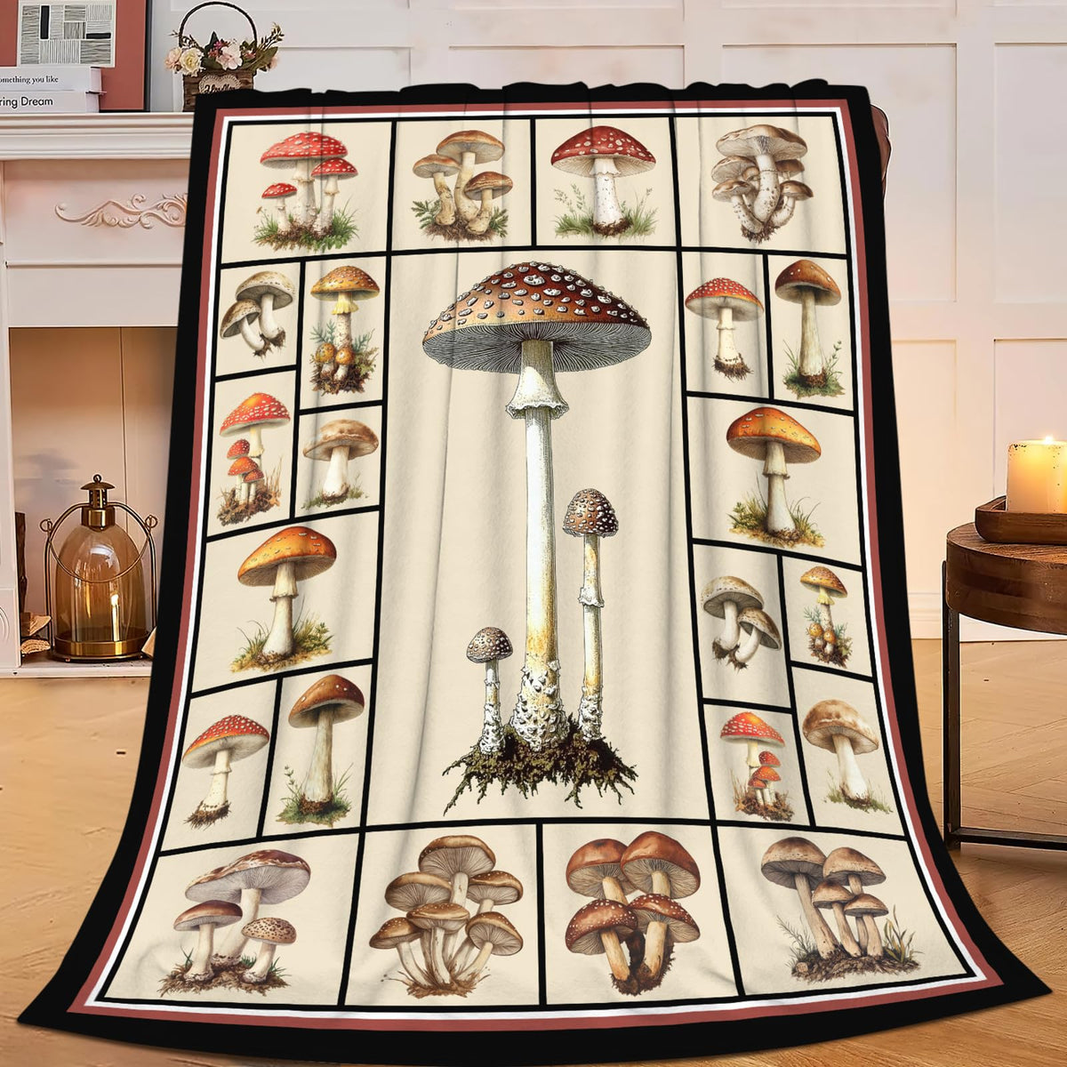 Lovira Mushroom Throw Blanket Mushroom Print Throw Blankets Gifts for Couch Sofa Bed Stuff Decor Soft Cozy Fleece Plush Warm Flannel Bedding for Lover Men Women Boys Girls 40"x50"