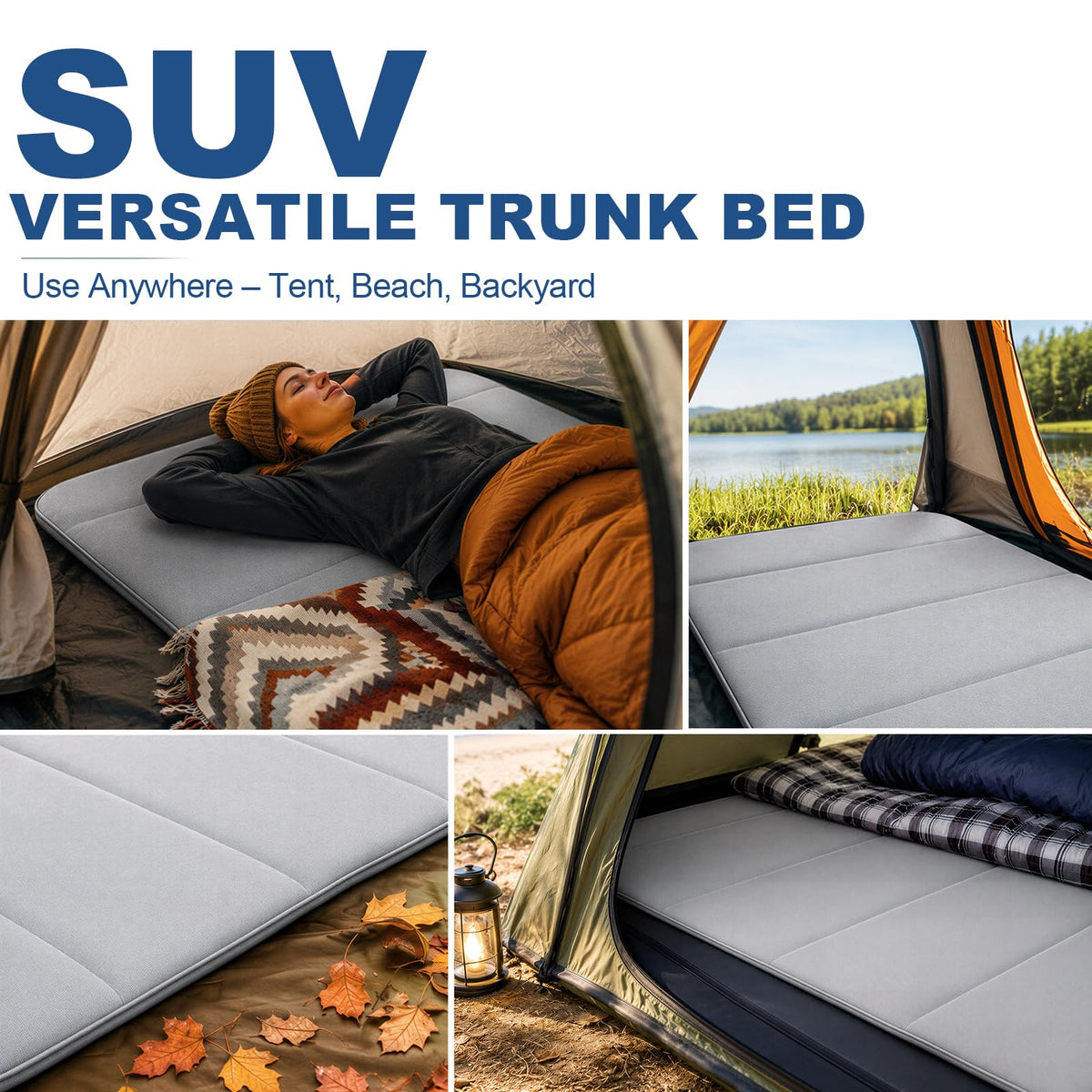 SXMMXS Camping Mattress for Mid-Size SUVs, No Inflation Needed, Foldable Foam Trunk Bed, SUV Air Mattress Alternative for Travel Sleeping, Ideal for Camping Essentials and Road Trips, Gifts for Guys