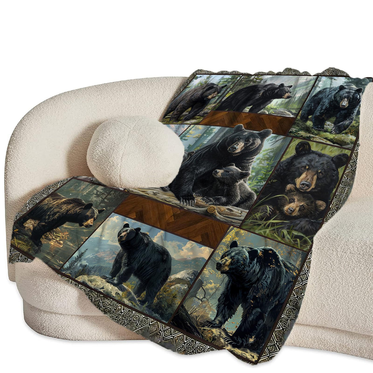 Baegopa Black Bear Blanket Wild Animal Throw Blanket Cozy Plush Fleece Flannel Bear Blankets Lightweight Fuzzy Party Gifts for Girls Boys Women Men 50"X40"