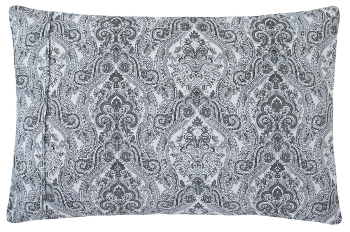 Spirit Linen home 6-Piece Twin Size Bed Sheet Set - Deep Pocket, Paisley Pattern, Soft and Breathable Bed Sheets, Microfiber Material, Includes 1 Fitted, 1 Flat, 4 Pillowcases - Dark Grey Paisley