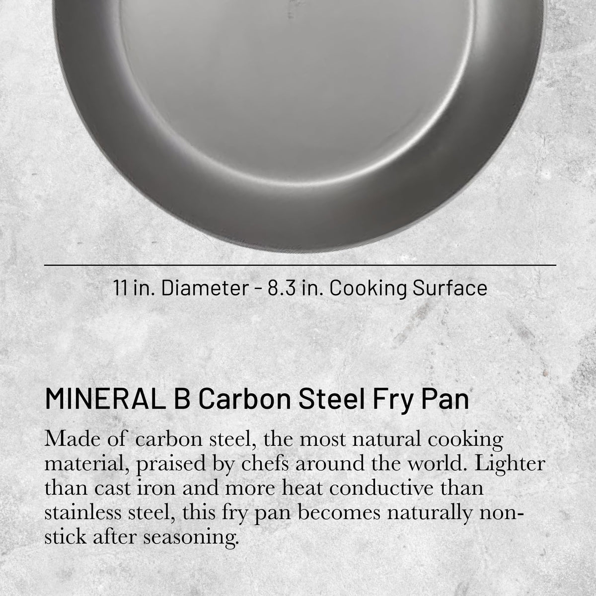 de Buyer MINERAL B Pro Carbon Steel Fry Pan - 11” Diameter, 8.3” Cooking Surface - Ideal for Searing, Sauteing & Reheating - Naturally Non-Stick Finish - Made in France
