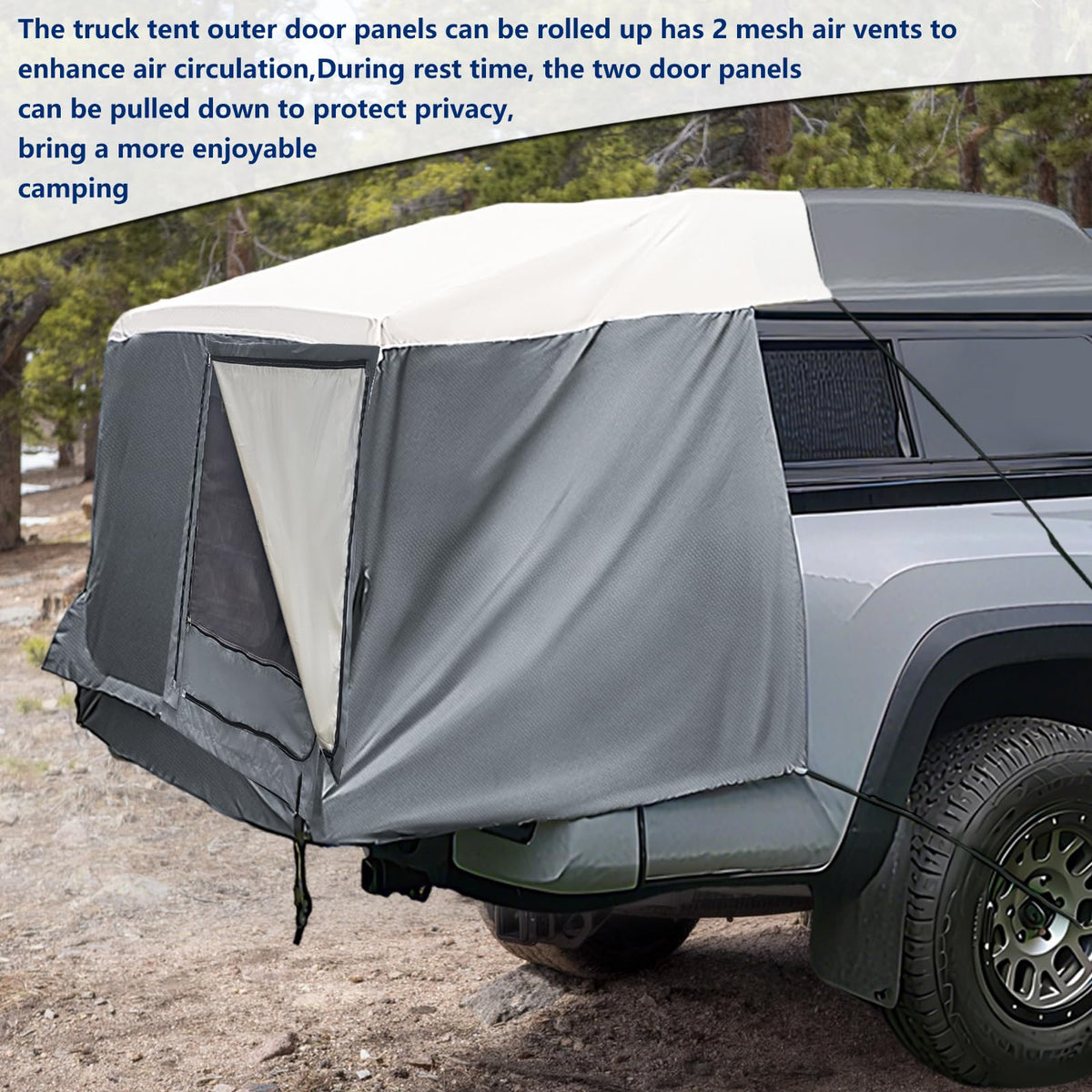 Full-Size Truck Bed Tent,Outdoor 600D Waterproof Truck Tent Compatible with Fits Ford F-150,Chevy Silverado,Toyota Tundra,Tacoma (2005+),Tailgates 58" Designed for Full-Size Trucks with Caps