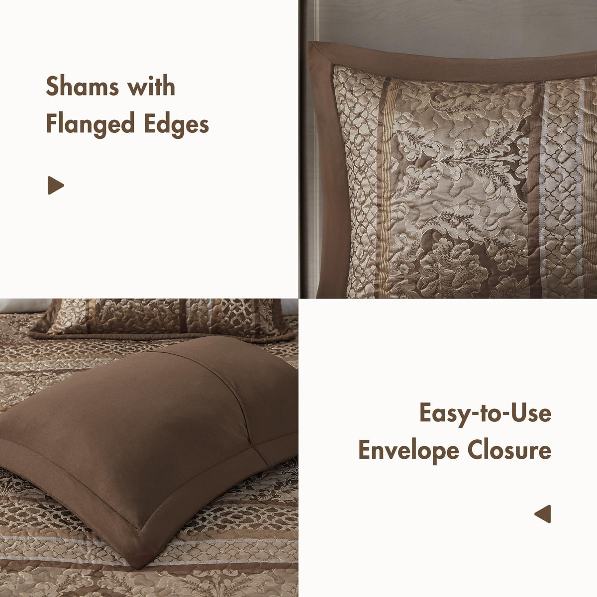 Madison Park Bellagio Reversible Quilted Bedspread Set, Solid Reverse Summer Breathable, Lightweight All Season Bedding Layer, Matching Shams, Bedspread King(120"x118"), Brown 5 Piece