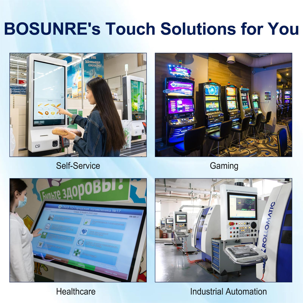 Bosunre 15.6 Inch Capacitive Touch Screen Monitor, 1920x1080 Industrial Touch Display, Metal Housing HD-MI,VGA Input, Open Frame Touchscreen Monitor for Industrial Automation Control