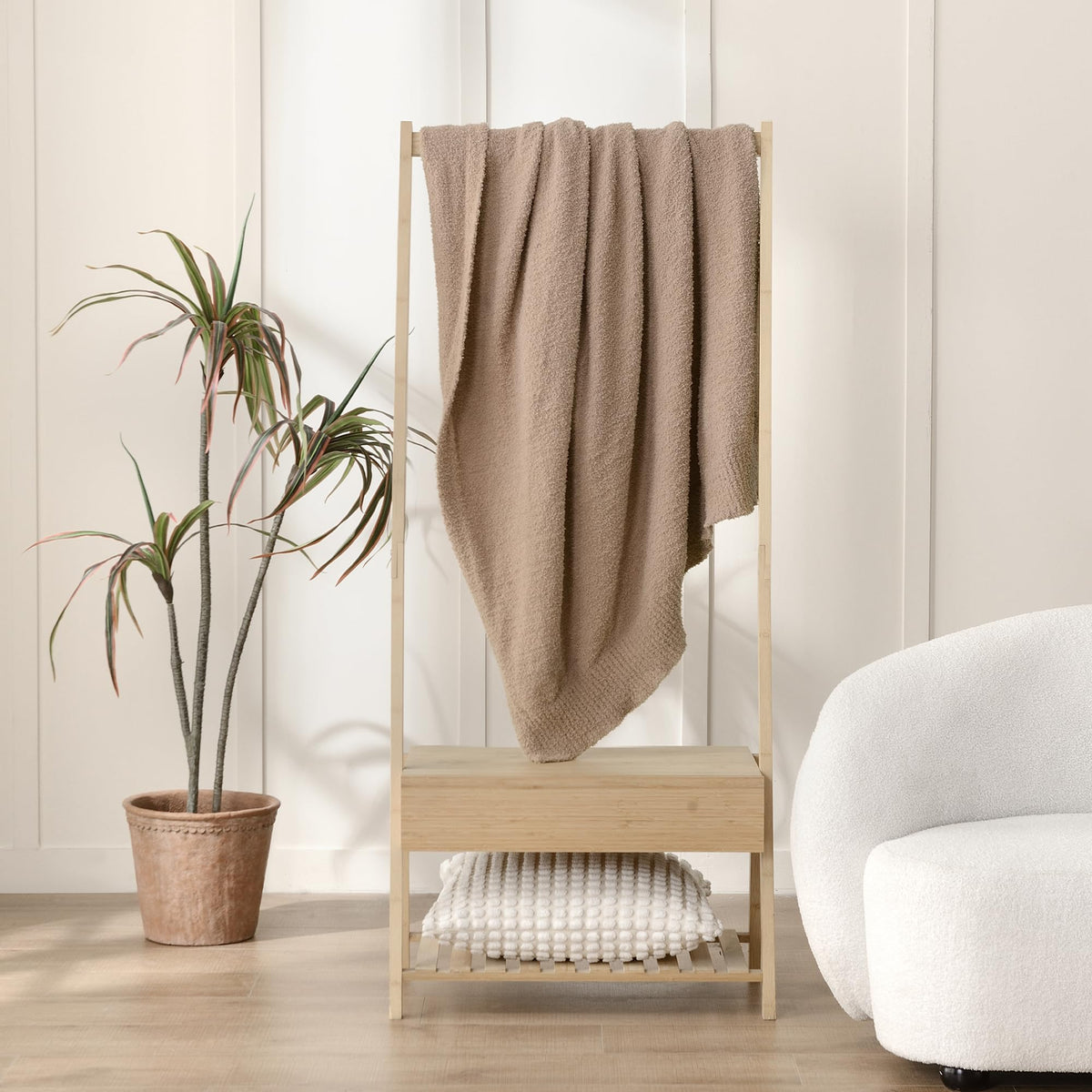 Knit Throw Blanket Super Soft Warm Blanket for Couch Lightweight Fluffy Blanket for Bed Sofa 50x60 Inches Dusty Rose