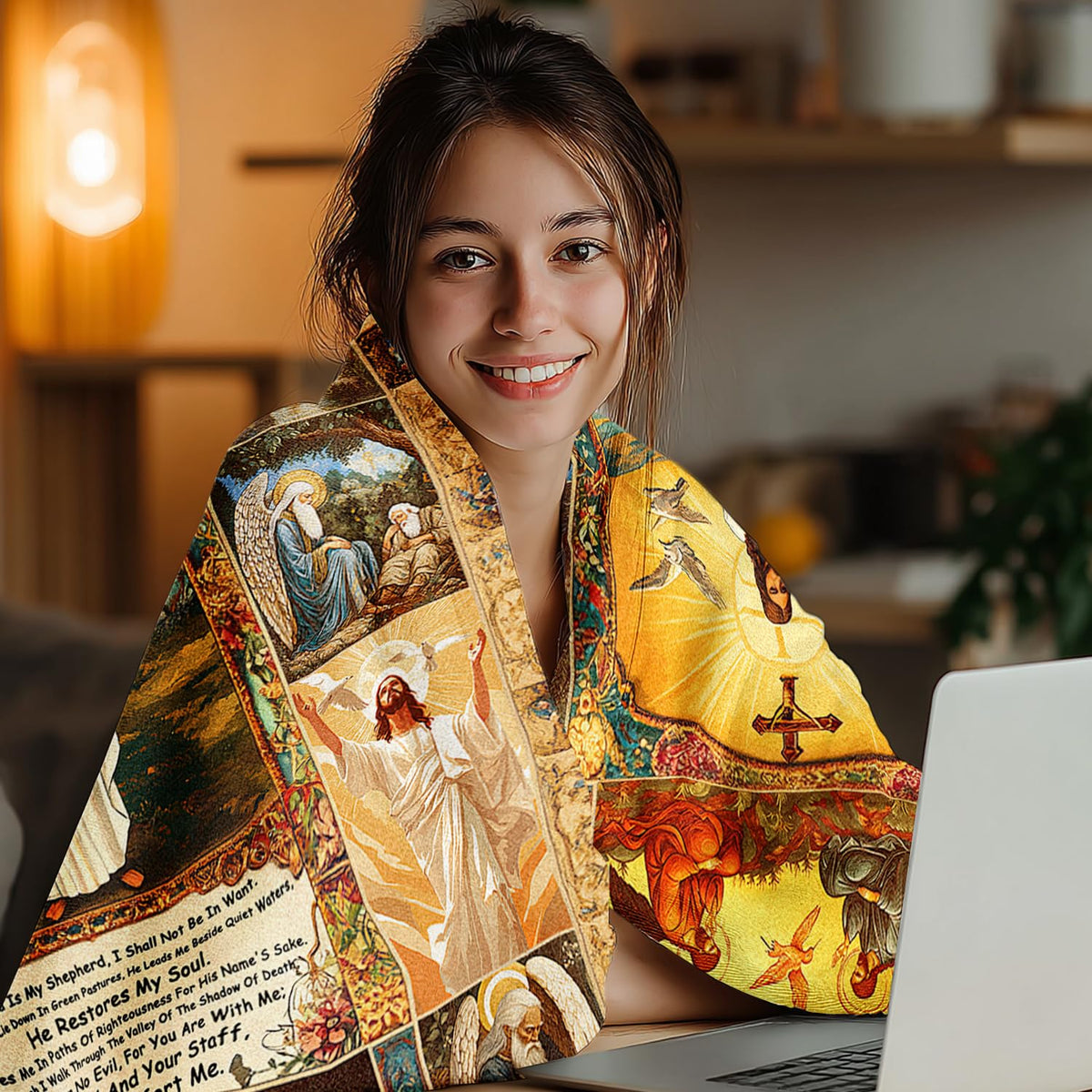 Christian Jesus Blanket Christian Prayer & Scripture Throw Blanket Religious Bible Verses, Ultra-Soft Lightweight Flannel (50"X40") for Adults & Kids - Uplifting Faith Gift