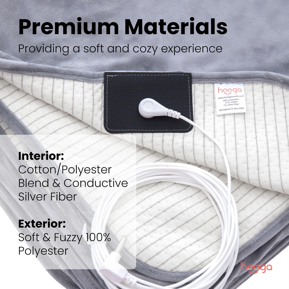 hooga Grounding Blanket for Improved Sleep, Pain Relief, Energy, Inflammation. Grounded Throw, Earth Connected Bedding. Conductive Silver Fiber. Grounding Cord Included. 60x80 Inch, Queen Size.
