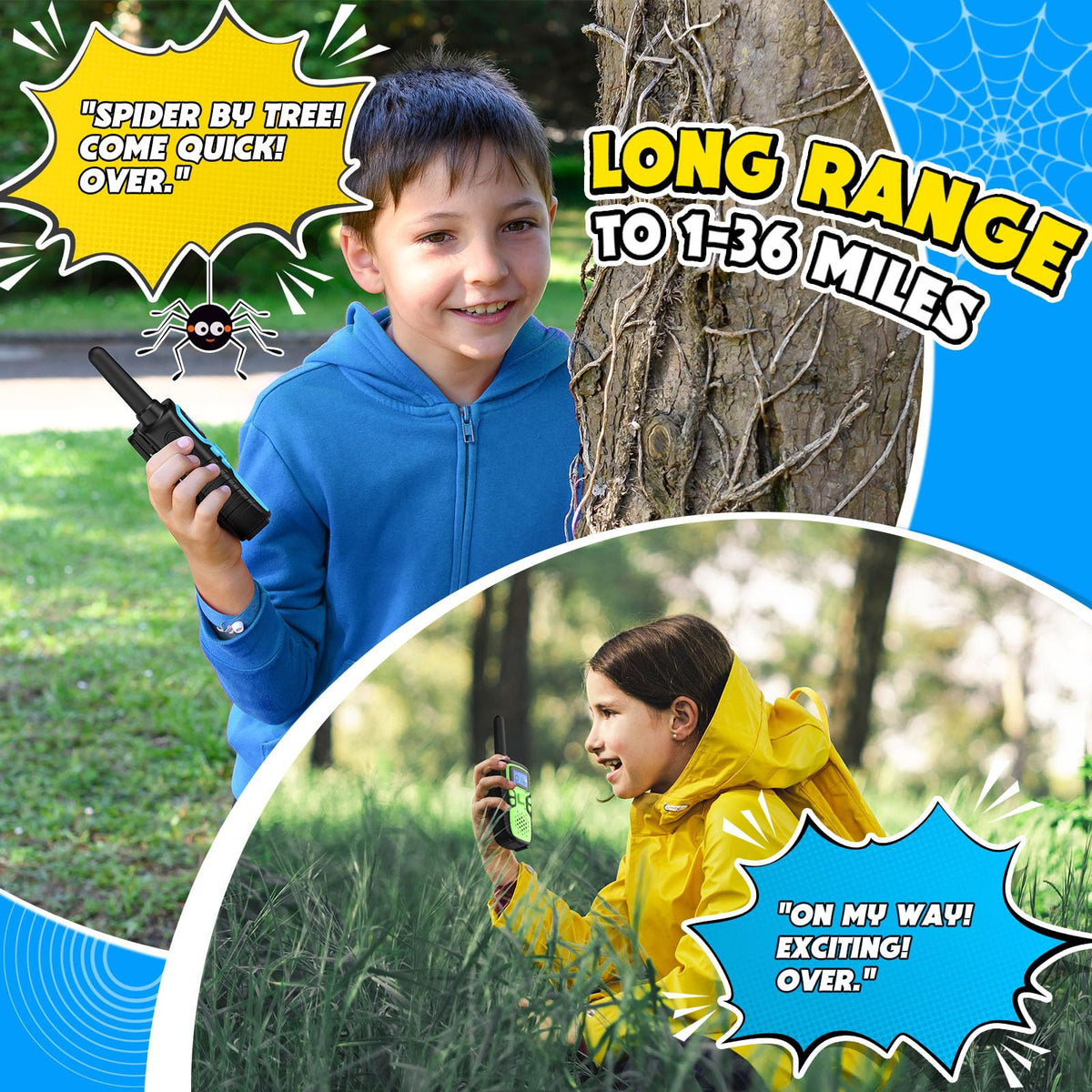 Wishouse Walkie Talkies for Kids Adults Long Range Rechargeable,Xmas Birthday Gift for 3 4 5 6 7 8 9 10 Year Old Boys Girls,Hiking Camping Gear Cool Toys 6 Pack