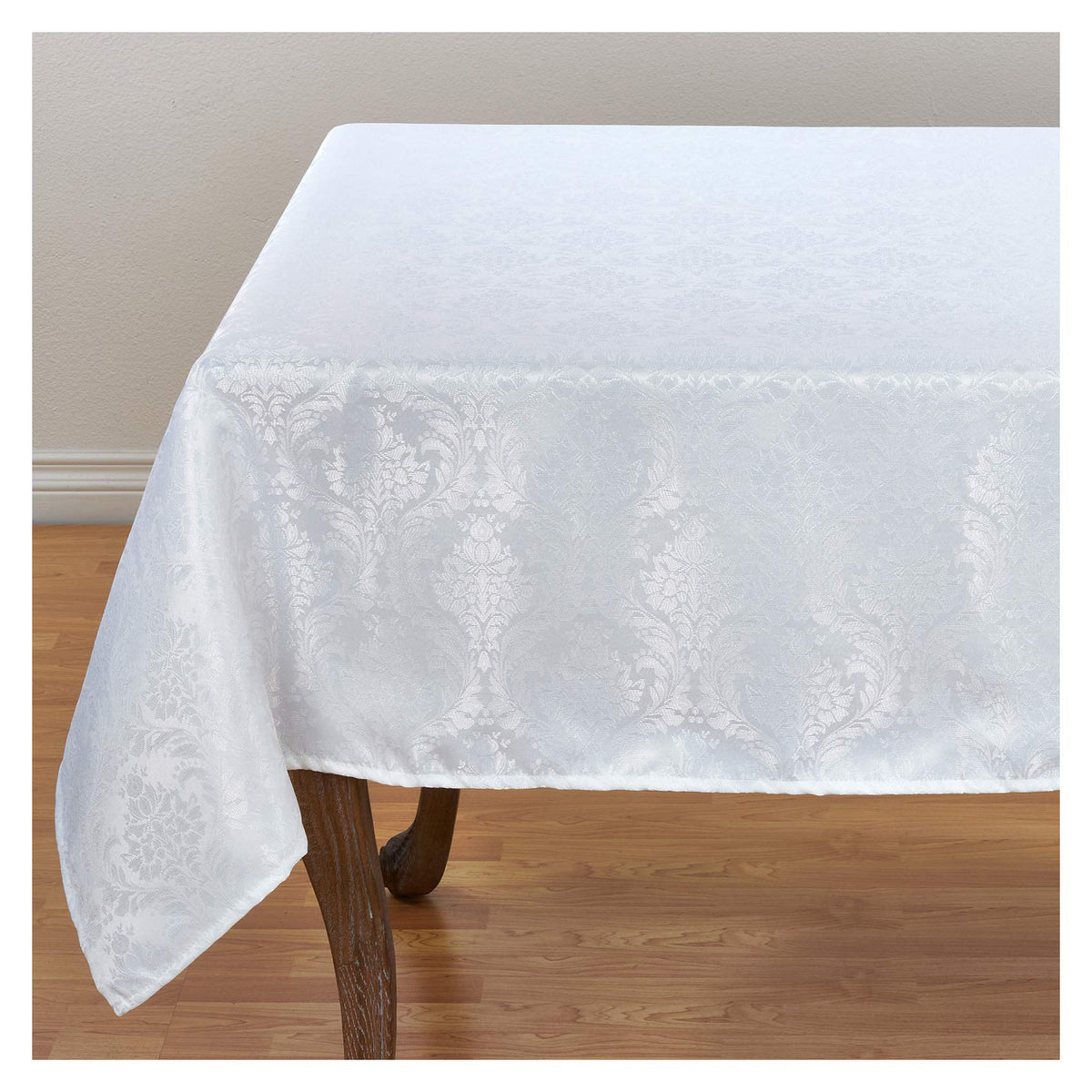 Occasion Gallery White 100% Polyester Victorian Damask Tablecloth, 70" X 180" Rectangle