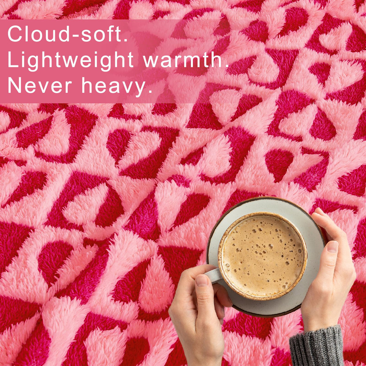 GIOKARNNA Hot Pink Throw Blanket with Hearts Checkered Throw Blanket for Lover Mom Gifts Valentines Day Blanket Lap Blanket, 60x80 Inches, 300GSM
