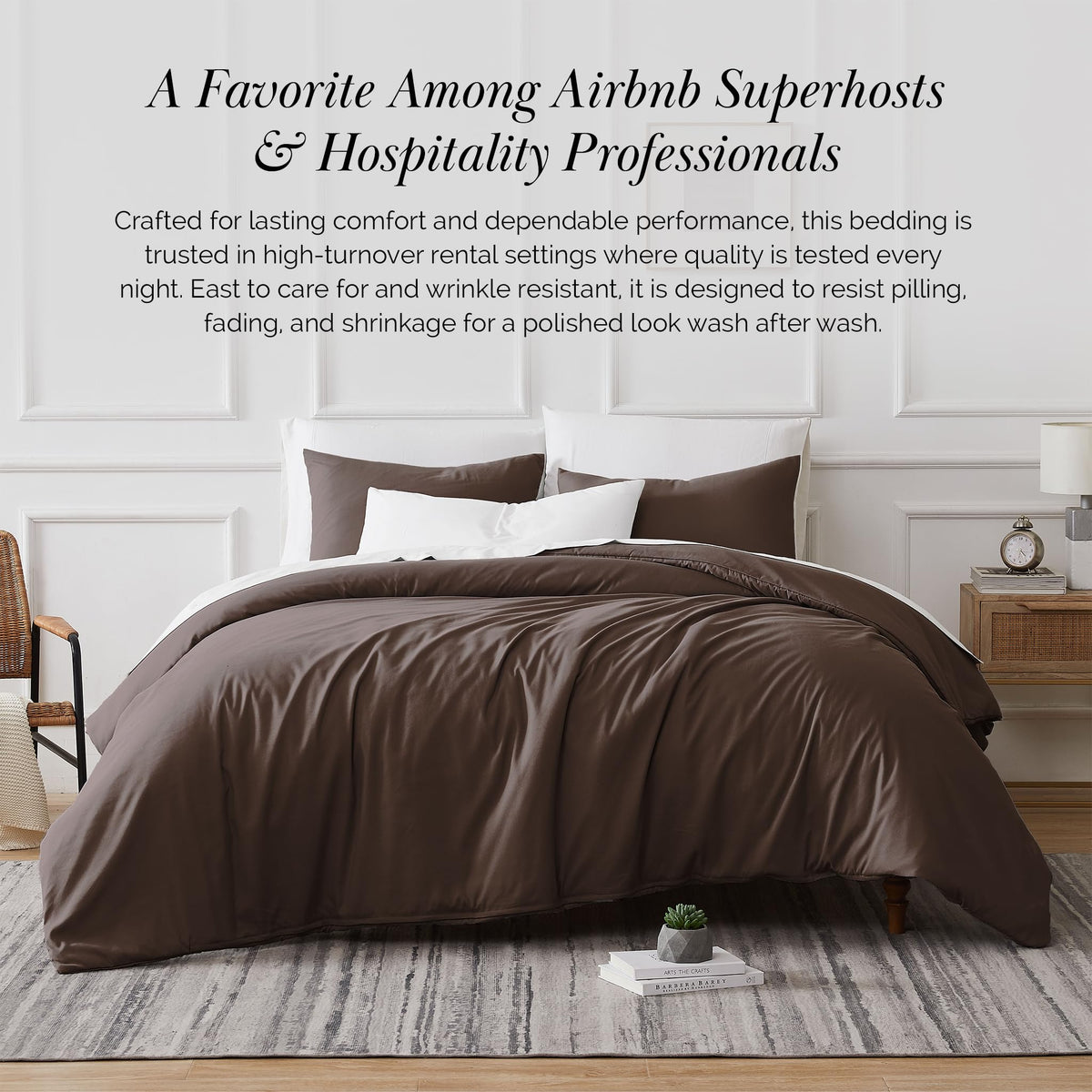 Southshore Fine Living, Inc. Oversized California King Duvet Cover Set - Hotel Quality Brown Duvet Cover King Size - Pet Hair Resistant Bedding - Zipper Closure, 2 Pillow Shams - Chocolate Brown