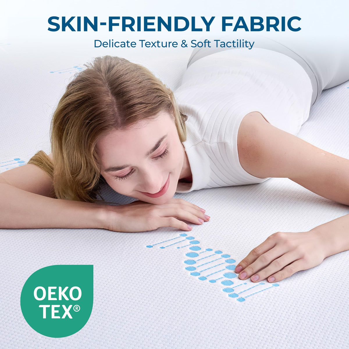 BDEUS 3 Inch Twin Memory Foam Mattress Topper with Collagen-Rich Cover, Soft Mattress Pad for Skin-Hydrating & Back Pain Relief, CertiPUR-US Certified