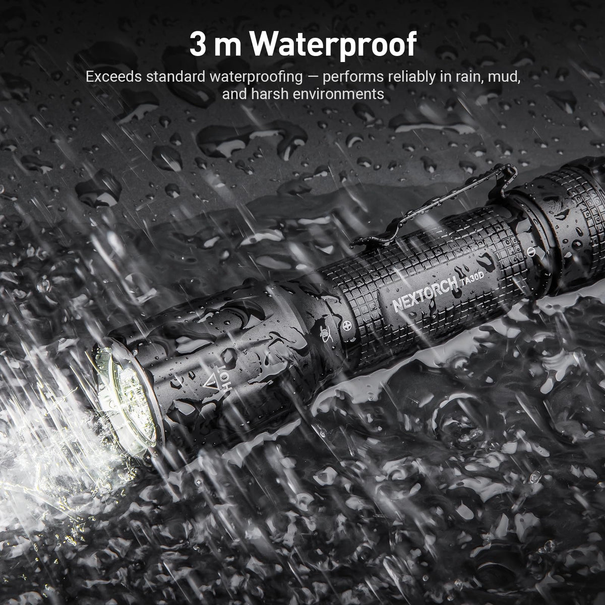 NEXTORCH TA30D Tactical Flashlight 2200 Lumens, Waterproof High Lumens Bright Powerful Pocket EDC Rechargeable Flashlight with 5 Modes & Strobe & Ring for Tactical Emergency Outdoor Night Search