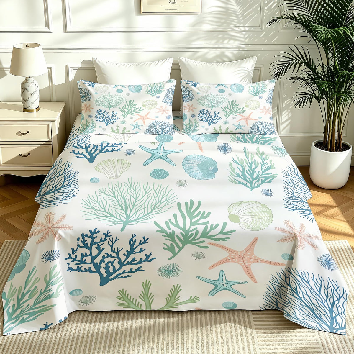 Coral Queen Bedding Set Marine Life Sheet Sets