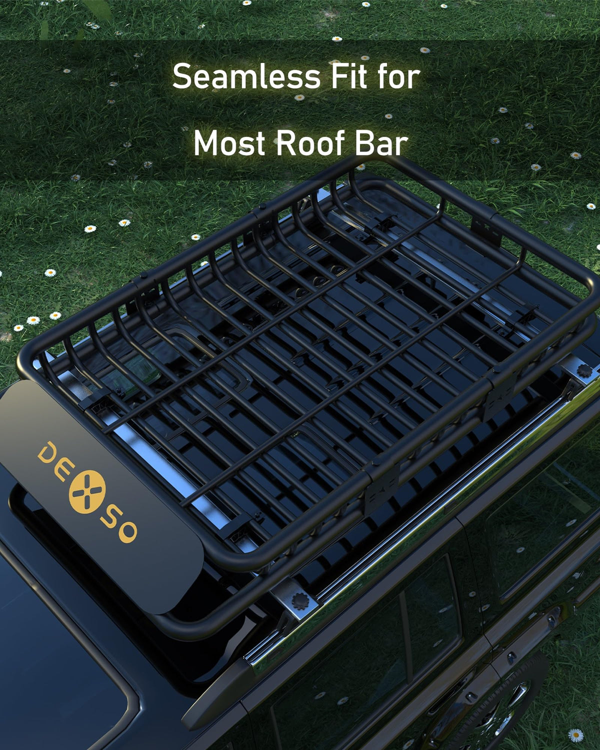 DEXSO 64" x 39" Universal Roof Rack Basket, 200 Lbs Capacity Rooftop Cargo Carrier Basket with Extension Heavy Duty Luggage Holder Rack for SUVs, Trucks, Vehicles