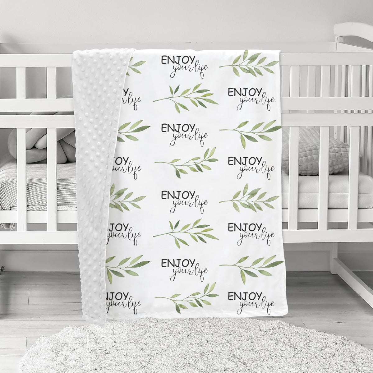 CIVARUA KIDS Baby Blankets for Unisex Boys Girls, Soft Breathable Front Dotted Fleece Backing, Printed Bed Nursery Minky Blankets for Toddler Newborn, Greenery, 30 x 40 inches