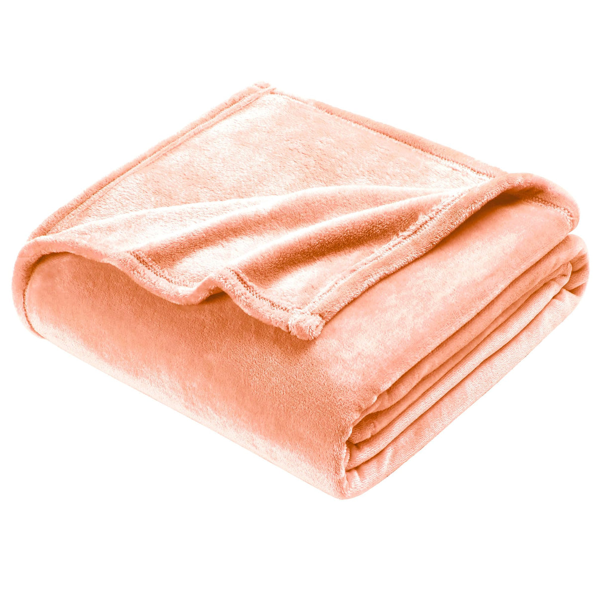 DREAMNINE Super Soft Fuzzy Fleece Throw Blanket for Couch Sofa 50" x 60", Decorative Solid Lightweight Velvet Blanket for Chair, Cozy Accent Shaggy Micro Plush Flannel Blankets for Bedroom Dorm, Peach