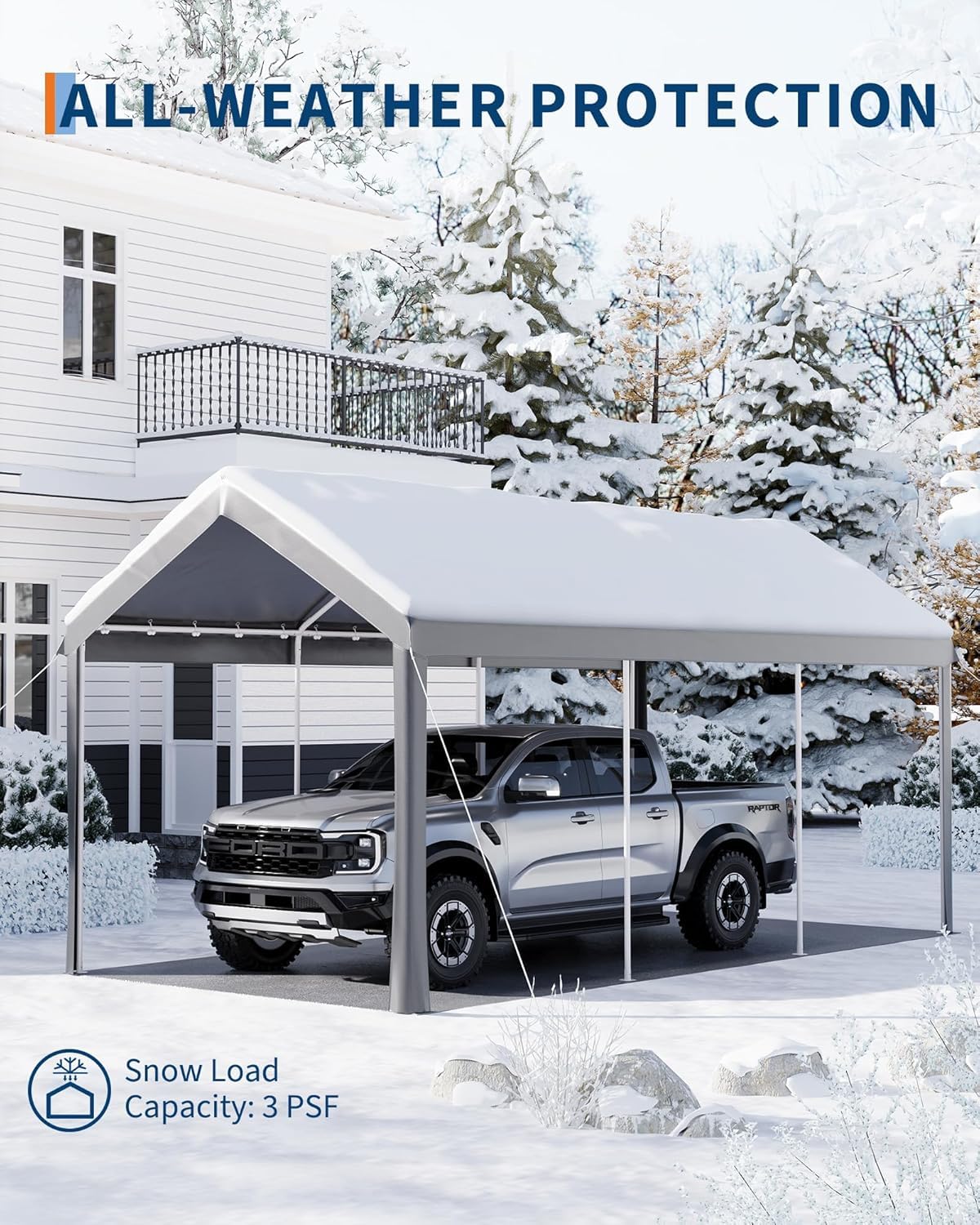 10x20 Heavy Duty Carport Galvanized Steel Outdoor Car Canopy with UV Resistant and Water Resistant PE Cover Portable Garage for SUV Truck Boat and Outdoor Equipment, Gray