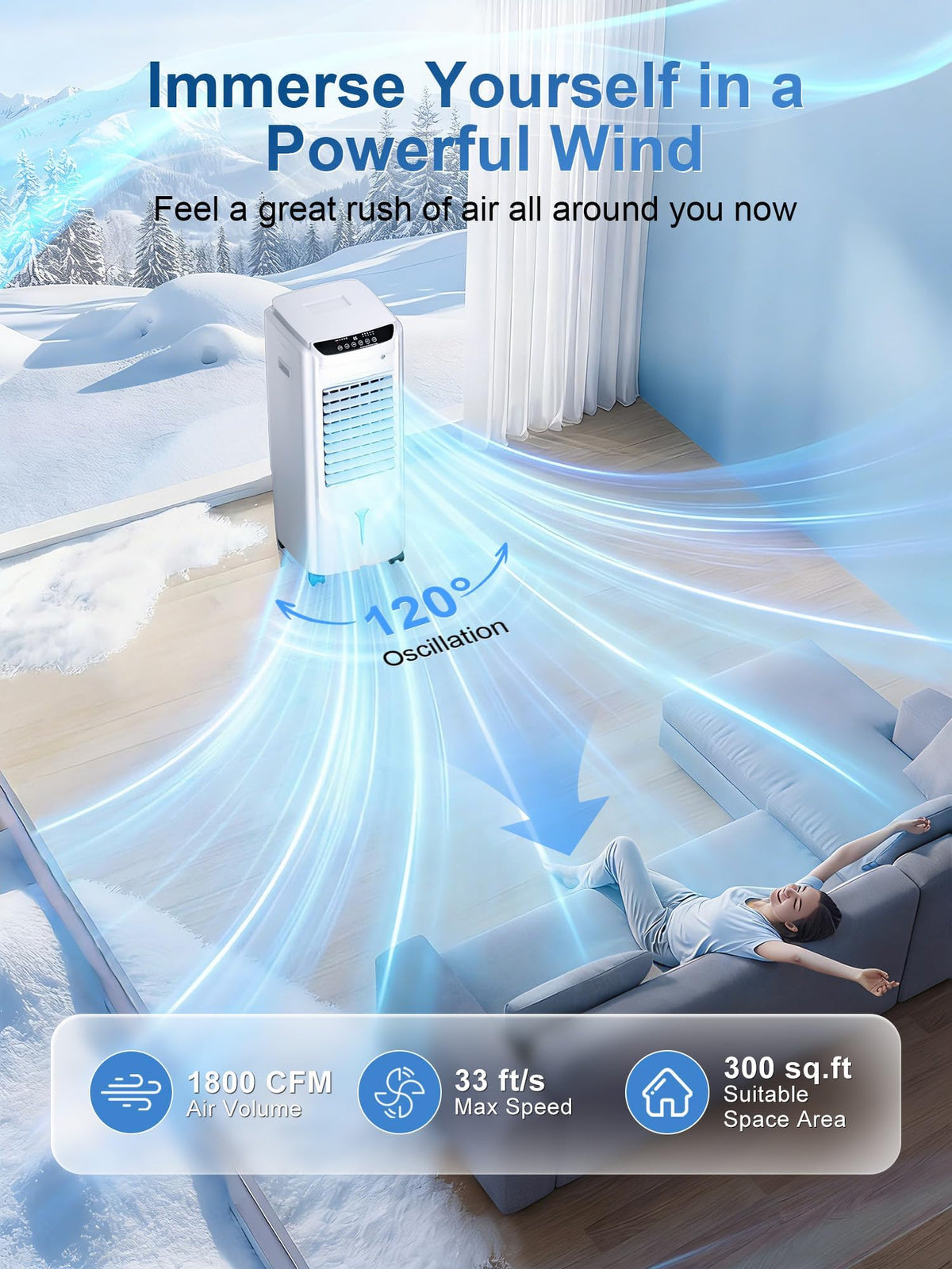 Uthfy Evaporative Air Cooler with 4 Modes, 3 Speed, 4.2 Gal Water Tank, 32" Swamp Cooler with 4 Ice Packs, 120° Oscillation, Remote, 12 H Timer, Portable Air Conditioner for Large Room, Office