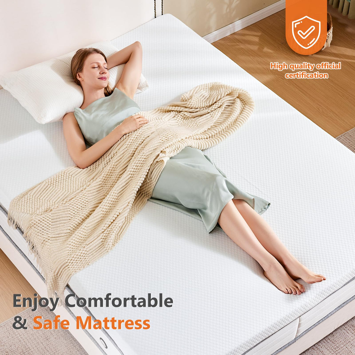 Sweetcrispy Mattress Topper Full with Removable Soft Cover, 3 Inch Thick Gel Infused Cooling Memory Foam Pad for Full Size Bed, Sleeper Sofa, RV, Camper, CertiPUR US Certified