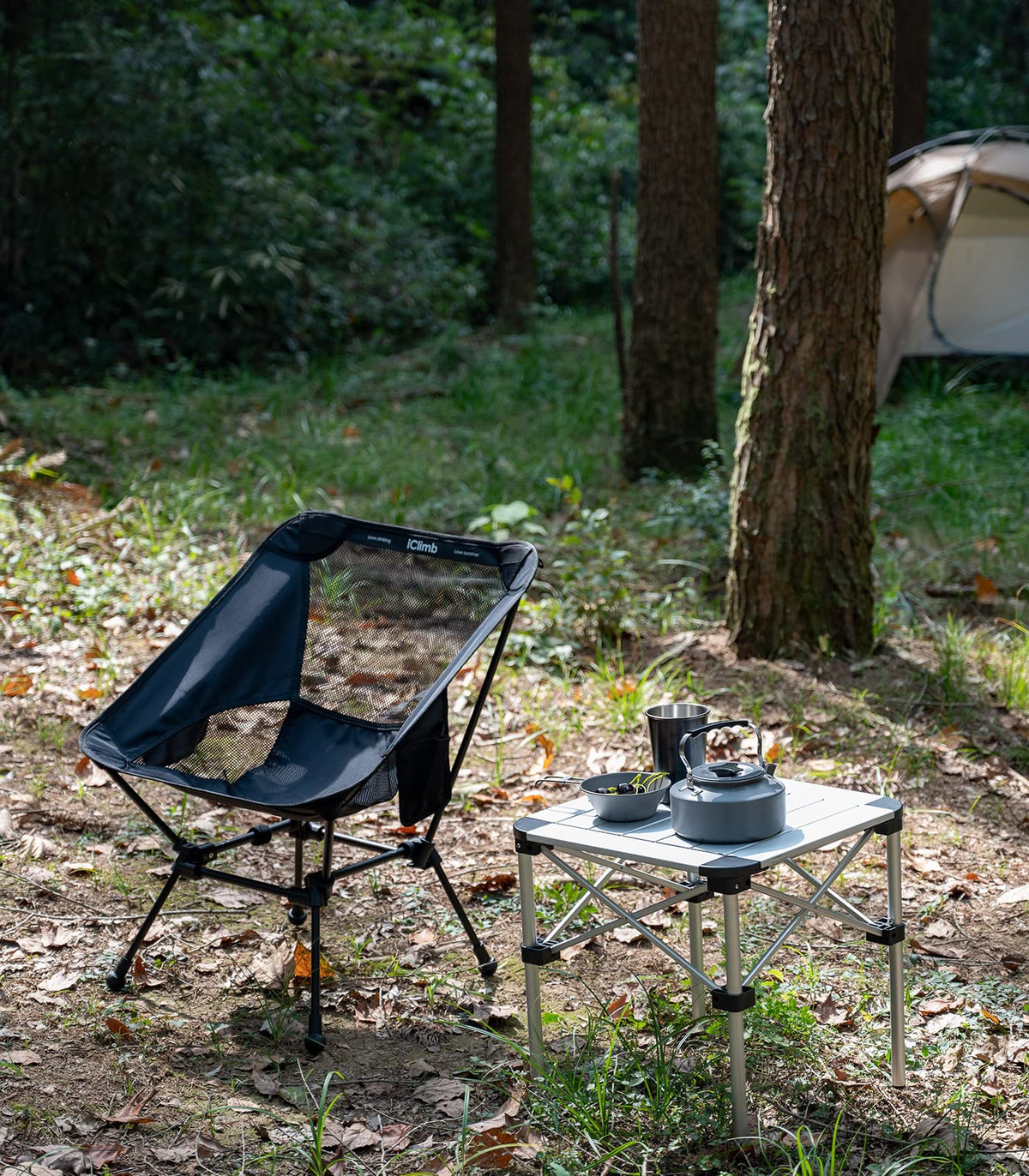 iClimb 1 Folding Table and 2 Anti-Sinking Folding Chair Bundle, Ultralight Compact for Adults Outdoor Beach Backpacking Hiking Camping Concert Motorcycling