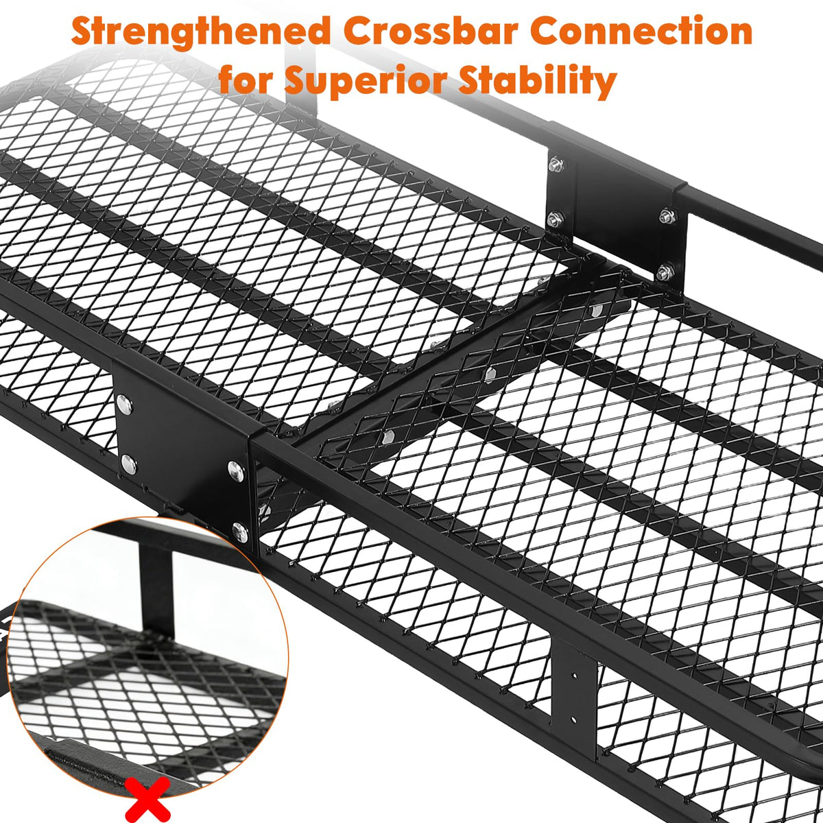 Garvee 70" x 30" x 6", Hitch Cargo Carrier, 500 Lbs Capacity with Ratchet Straps & Cargo Bag, Folding Hitch Mount Cargo Carrier Basket with Hitch Lock for 2" Receiver, Fit for SUVs