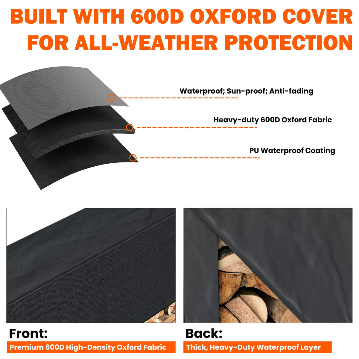 Ultrawall Heavy Duty Firewood Rack with Waterproof Cover, Freestanding Wood Log Holders for Firewood, Indoor/Outdoor Wood Storage Rack (6 ft)