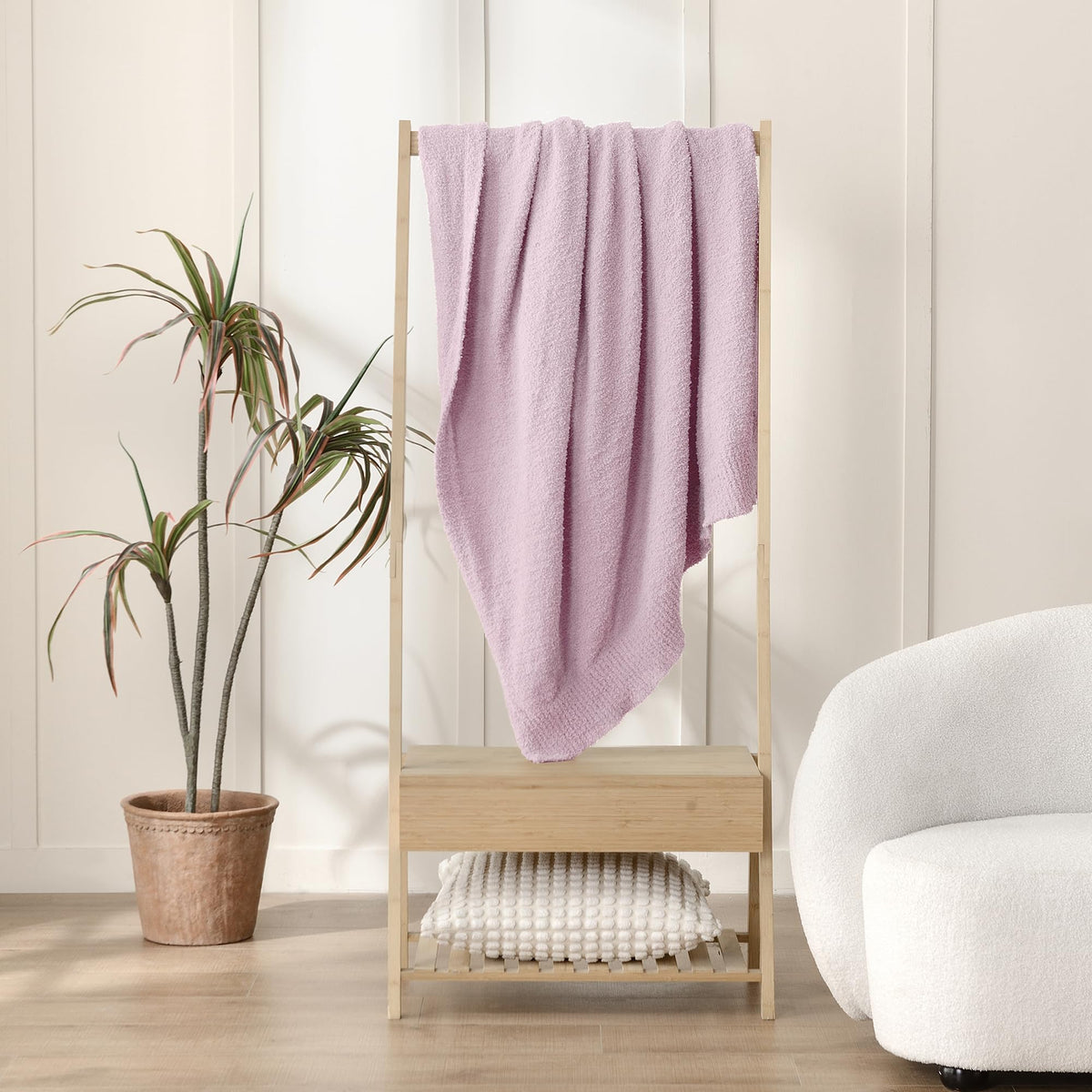 JOOJA Light Purple Throw Blanket, Soft Fluffy Fuzzy Knit Blanket for Couch Bed Sofa, Cozy Plush Warm Blanket for Bedroom Living Room, Spring Home Decor, 50x60 Inches