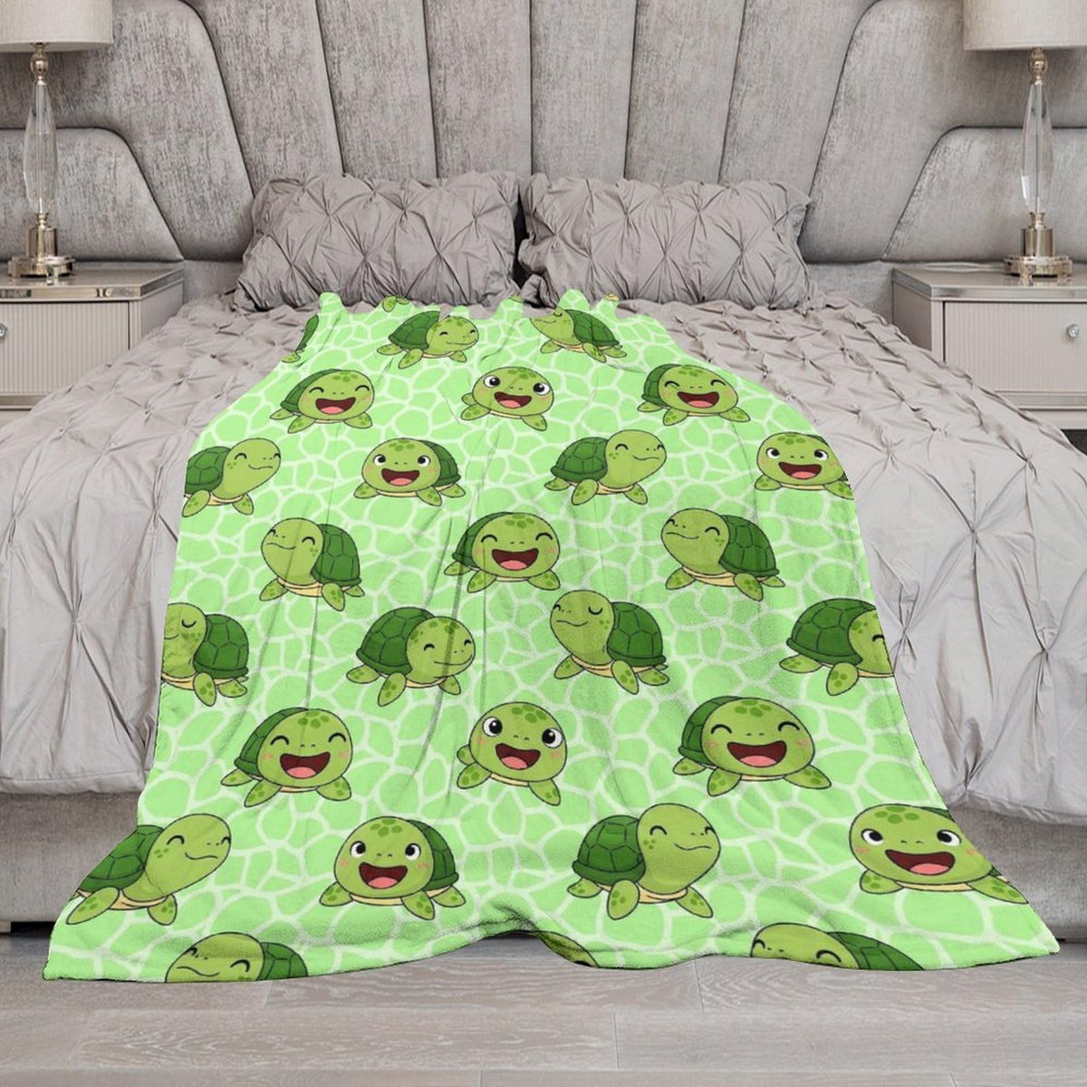 Lightweight Cozy Flannel Blanket Fashion Bedspreads Soft Bed Sofa Couch Cover Compatible with Cute Sea Turtles Green