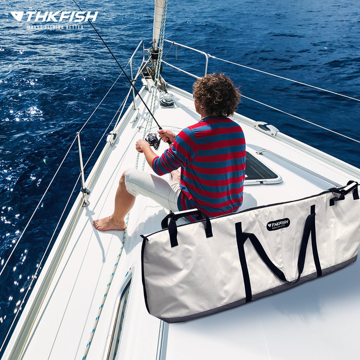 THKFISH Fish Cooler Bag Insulated Fish Kill Bag for Caught Fishing, 60x20x9in Waterproof Fishing Catch Bags with Smooth Water-Resistant Zipper Keep Ice-Cold & Fresh Over 48H