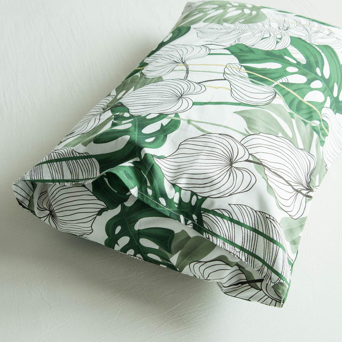 YuHeGuoJi Tropical Green Duvet Cover Queen 100% Cotton Coastal Monstera Leaves Duvet Cover 3 Pcs Set 1 Hawaiian Botanical Duvet Cover with Zipper Ties 2 Pillowcases Plant Print Bedding Set Soft