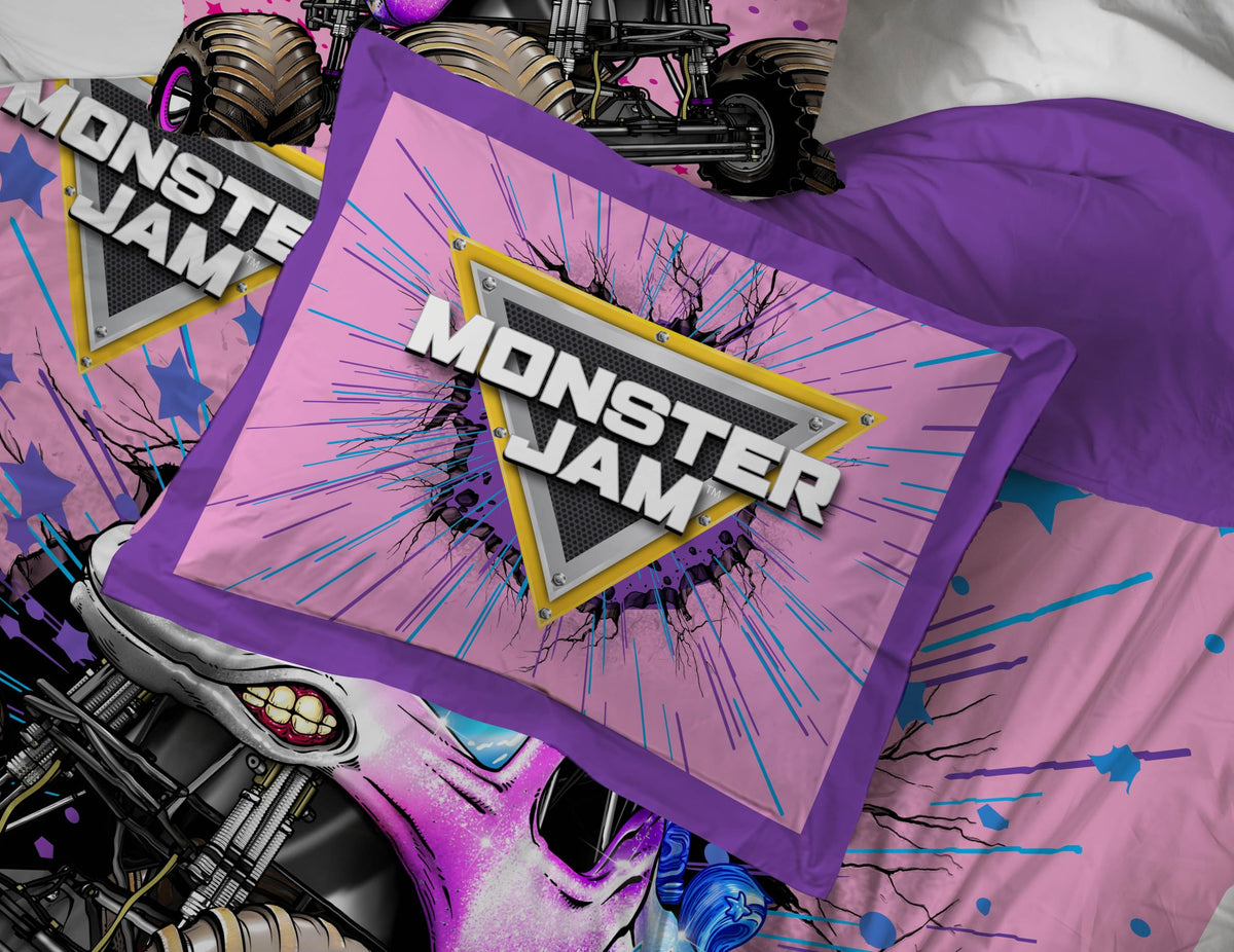 Jay Franco Kids Bed Set, Pink, Monster Jam, 7 Piece Full