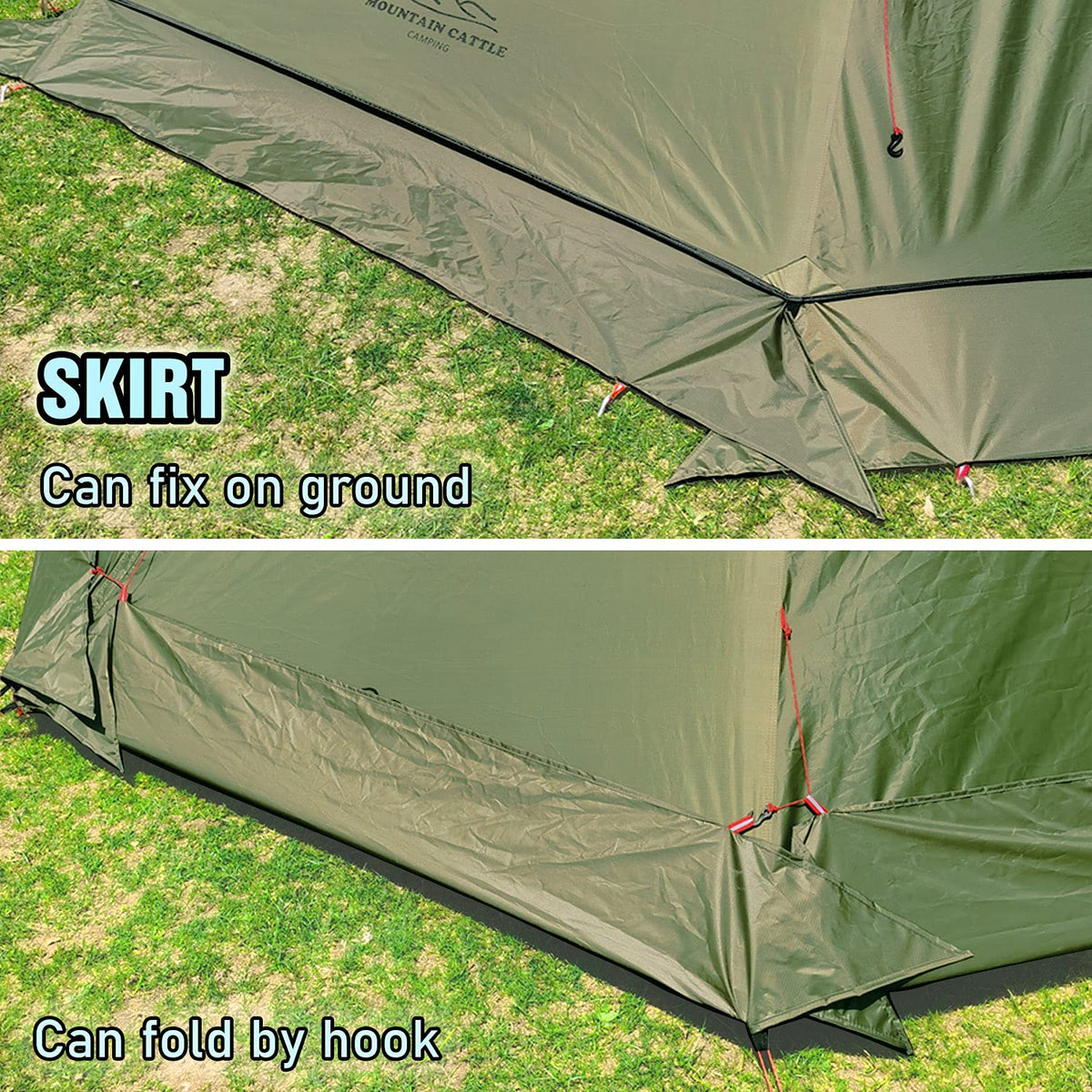 Preself 3 Person Lightweight Tipi Hot Tent with Fire Retardant Flue Pipes Window Teepee Tents for Family Team Outdoor Backpacking Camping Hiking (Khaki T2 Large)