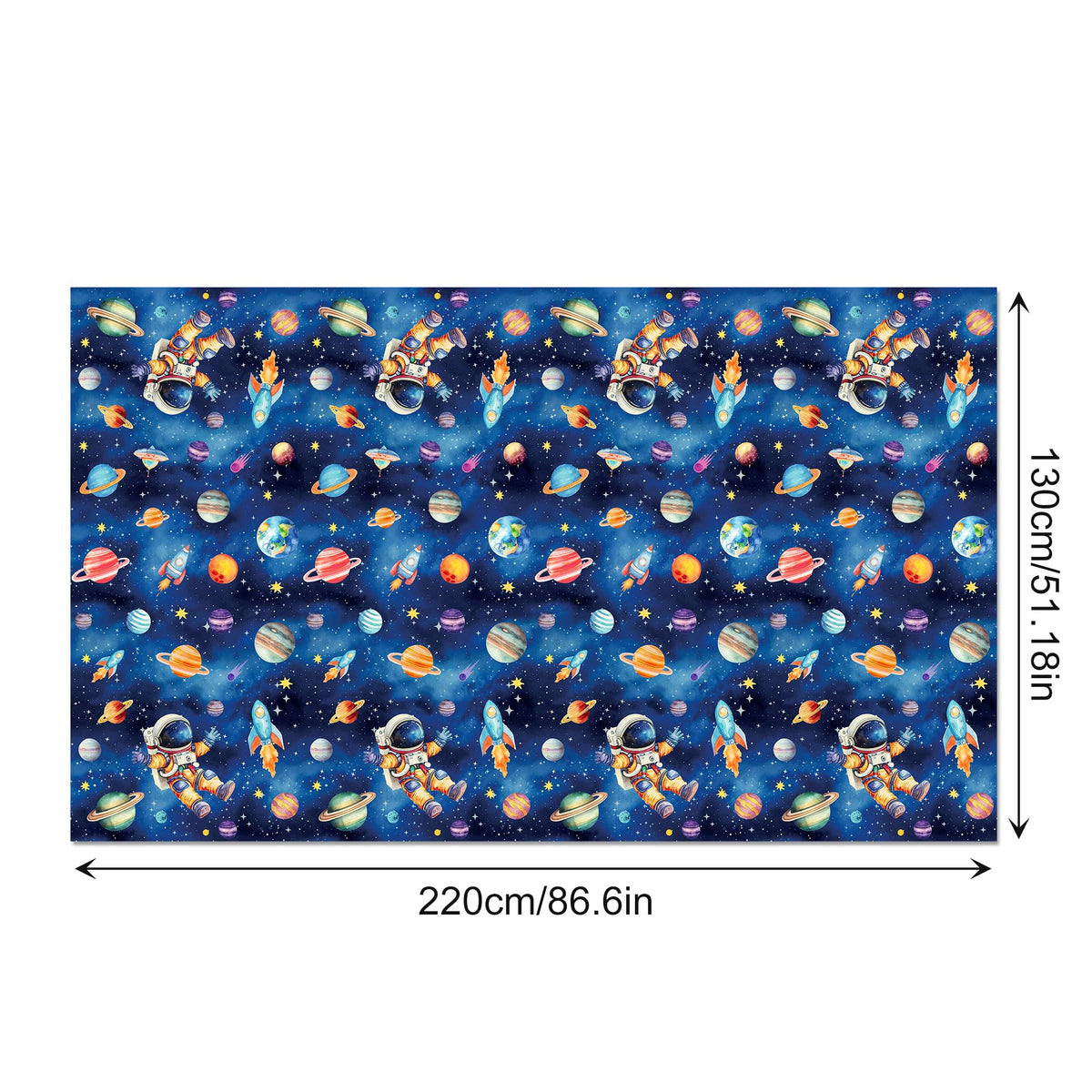 CC HOME 1Pc Planet Space Party Plastic Tablecloth 54 x 87 Inch Long Table Cover, Blue Universe Party Tablecover for Space Travel Theme Kids Baby Shower Birthday Dinner Picnic Kitchen Event