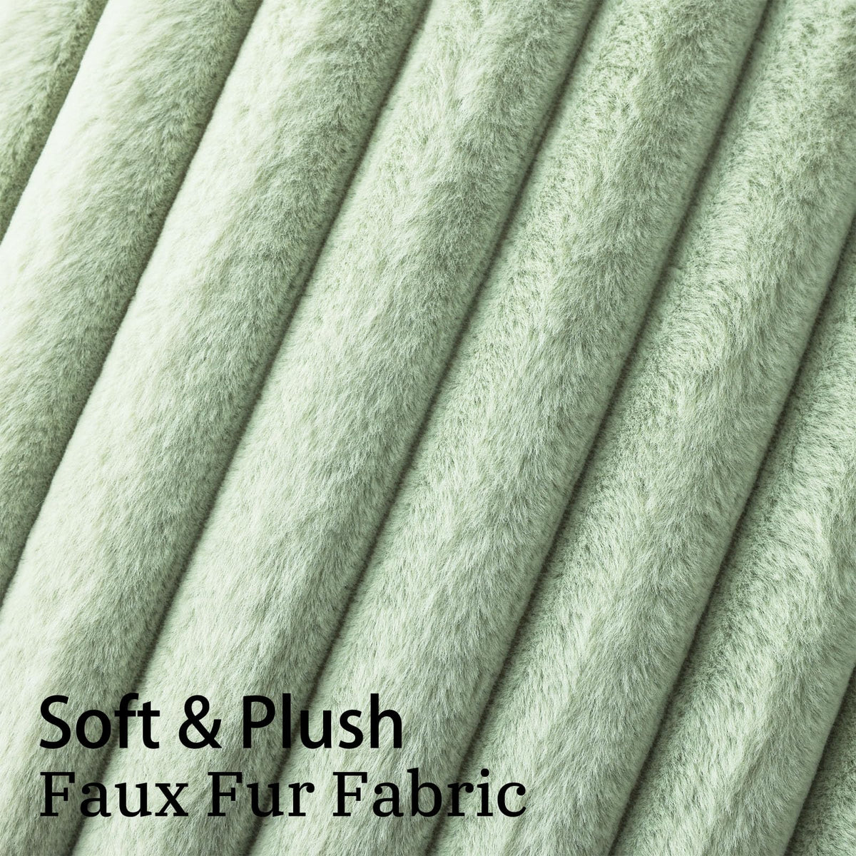 Simmore Faux Fur Couch Throw Pillow Covers 18x18 Set of 2, Decorative Soft Striped Plush Pillow Covers with Velvet Back for Sofa Bed Living Room, Sage Green