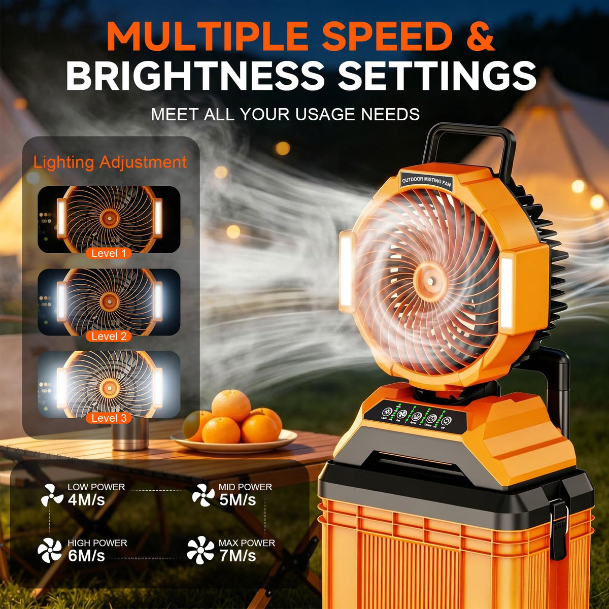 15L Bucket Portable Misting Fan, 30000mAh Rechargeable Battery Powered Oscillating Cooling Fan, 4 Strong Winds, Brushless Motor Outdoor Fans for Fishing/Travel/Garden/Golf/Tent/Office