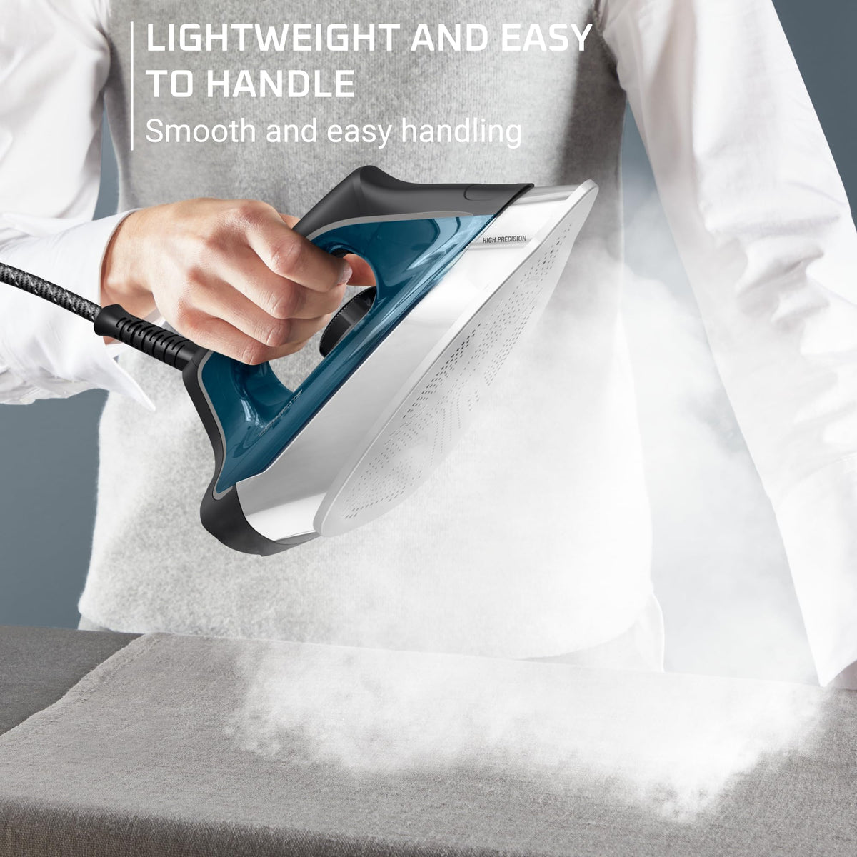 Rowenta Steam Station, Stainless Steel Soleplate, Professional Iron Steamer for Clothes, 1.1L Removable Tank, Fast Heat Up, 1800 Watts, Blue Clothes Iron, DG8624