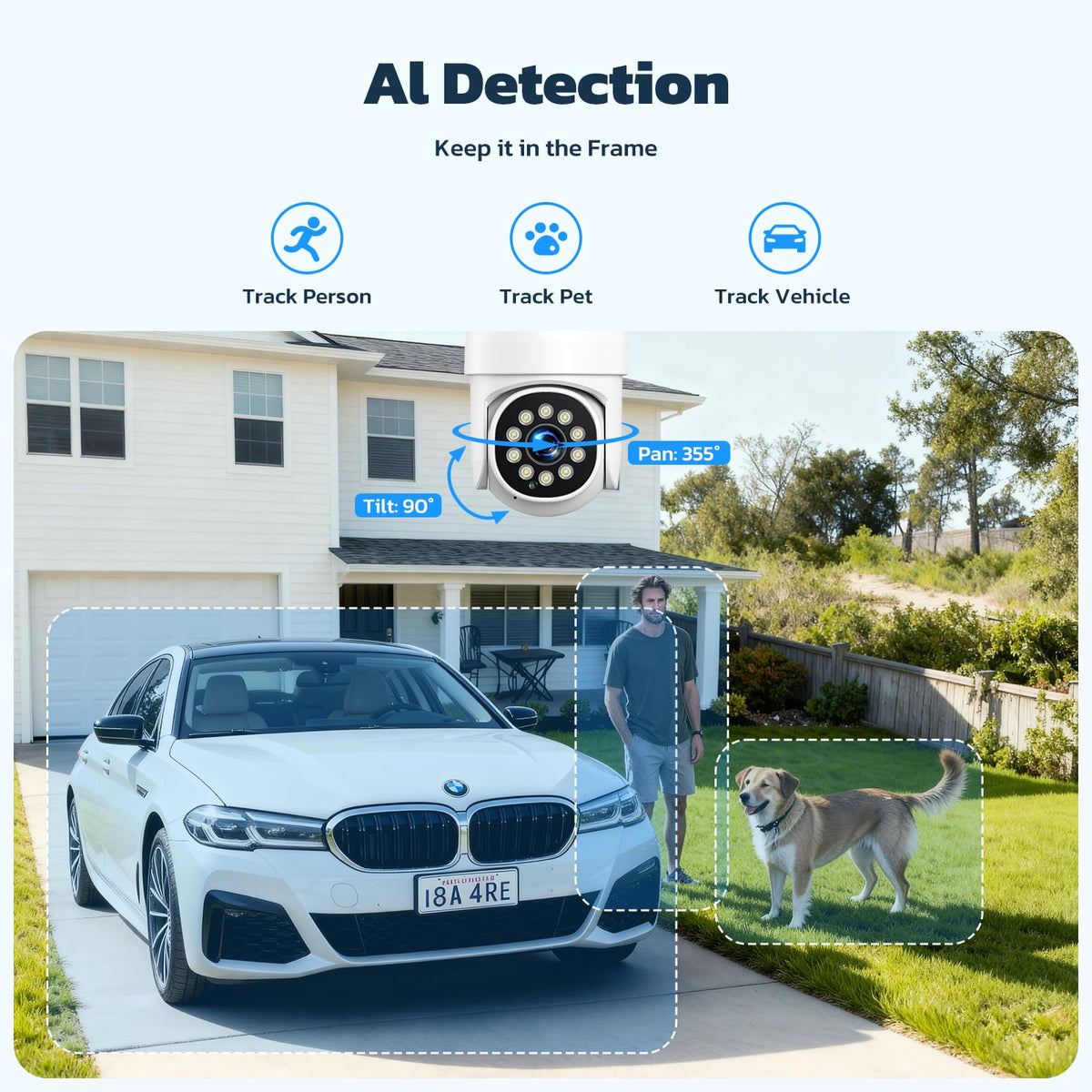 CAMCAMP Wireless Security Camera System,Color Night Vision Wireless Security Camera Outdoor with Auto Tracking,Up to 10CH,360° PTZ,2-Way Audio,2.4/5GHz WiFi, for Home & Business Surveillance Kits