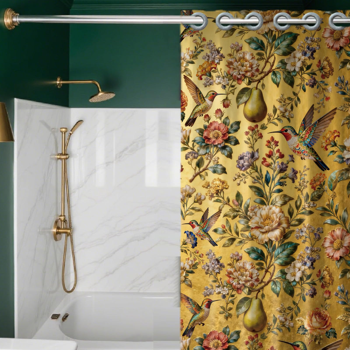 CHGCRAFT Hummingbirds Door Curtain for Doorway Flowers Doorway Curtain Pears Room Divider Curtains with Plastic Rings Folding Doors Curtains for Closet Door Bedroom Living Room Doorway, 39x79 Inch