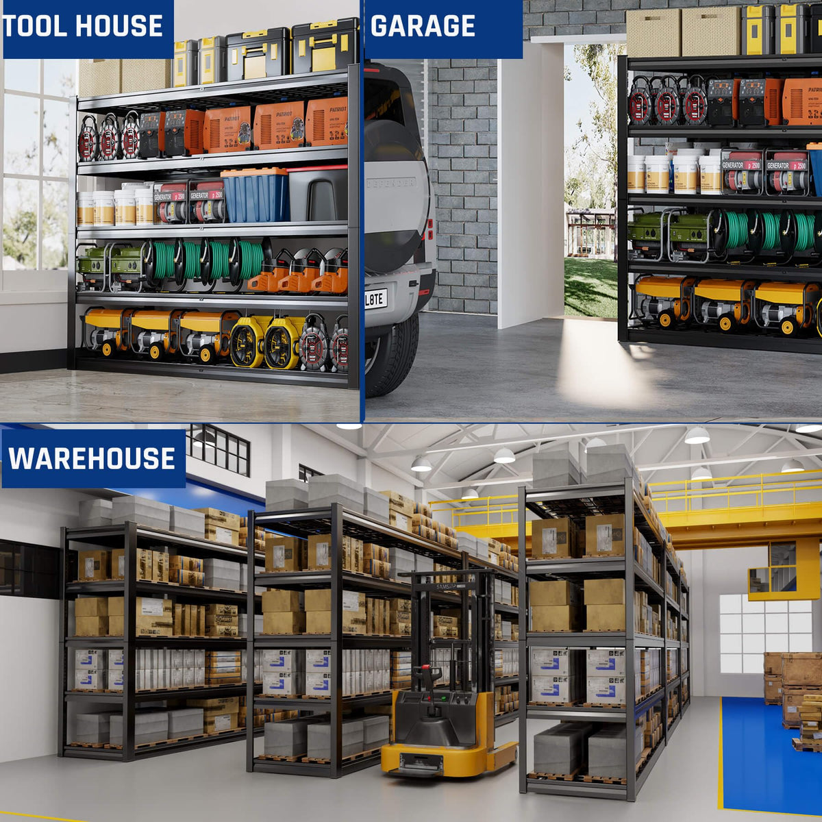 PMKES 67" W Garage Shelving Heavy Duty, 67" W x 24" D x 84" H, Adjustable 5 Tier Metal Shelves, Commercial Metal Shelf Rack, Industrial Shelving