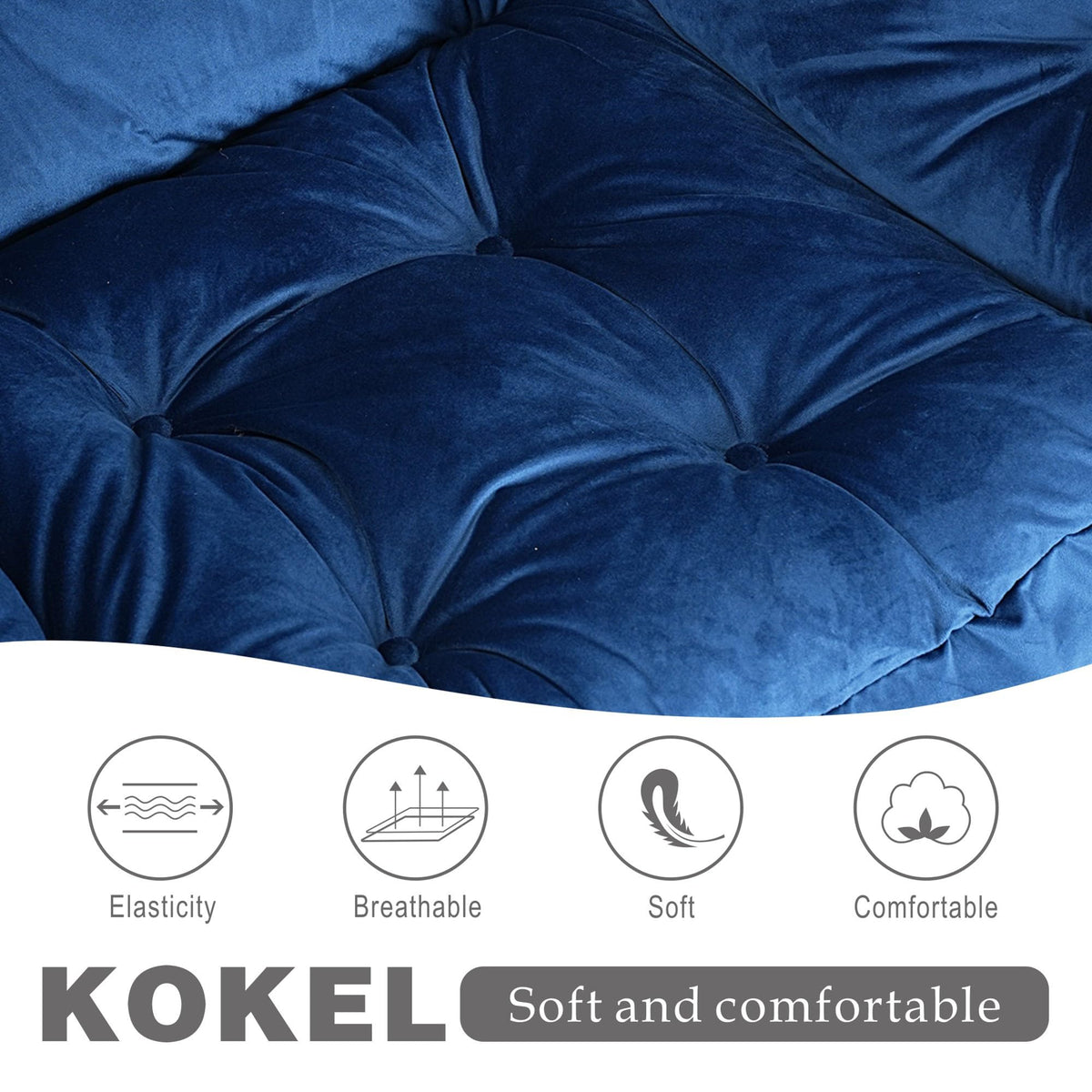 Kokel Lazy Chair with Folding Ottoman,Living Room Chairs, Accent Contemporary Lounge Chair, Single Steel Frame Leisure Sofa Chair with Armrests and A Side Pocket (Blue)