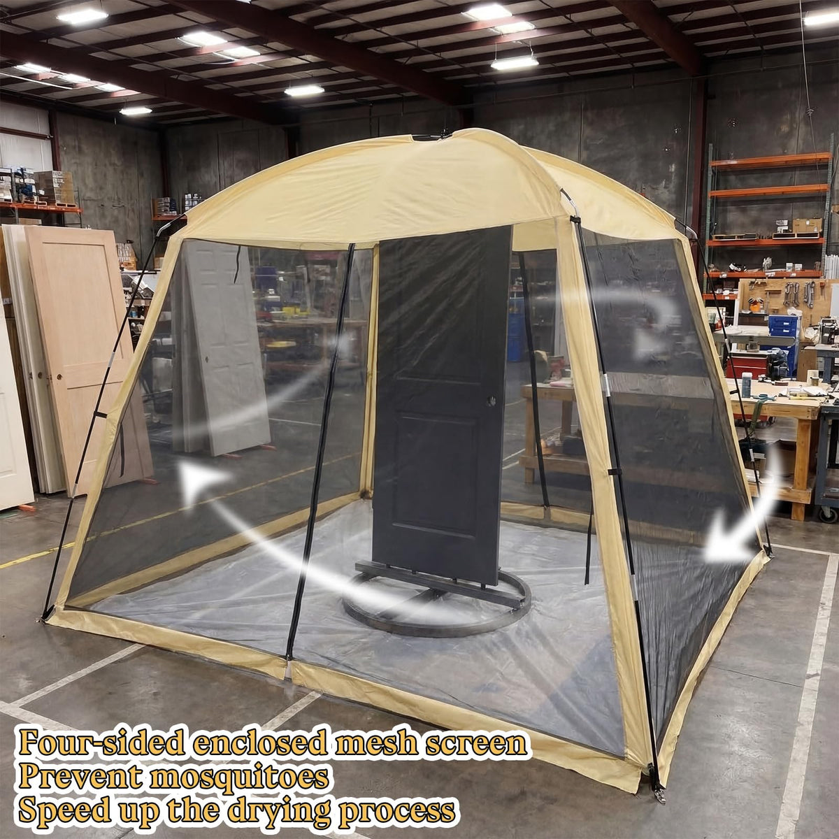 Maasechs Portable Paint Booth Tent 10.8 x 10.8 x 7.9 FT Extra Large Spray Paint Tent with Removable Walls Mesh Screen Floor Protection Plastic Film for DIY Furniture Hobby Tool Spray Shelter Painting