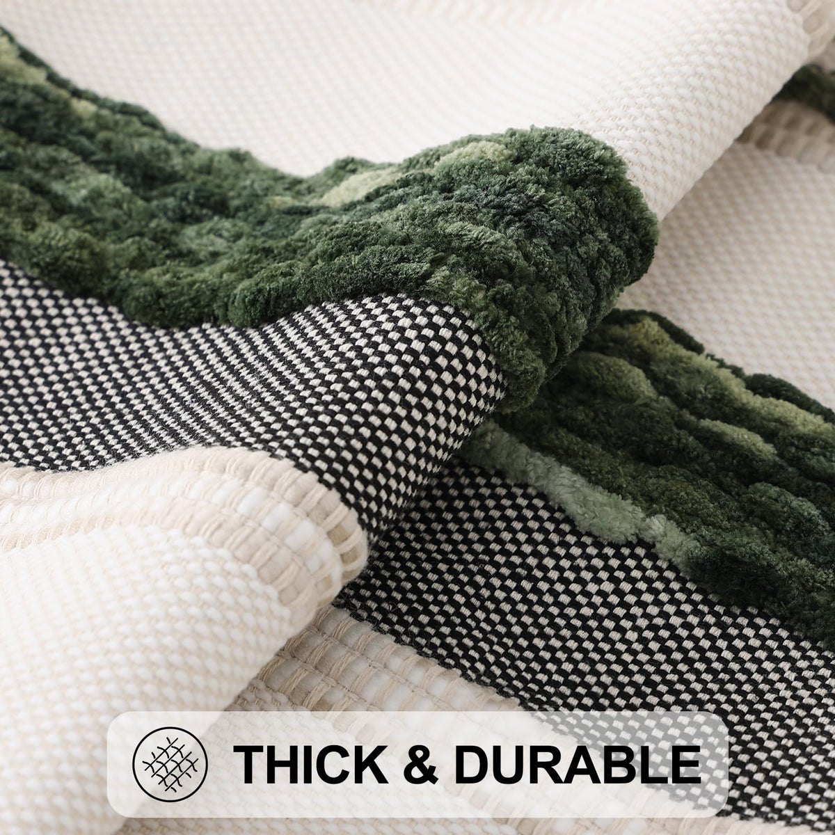 Simmore Boho Decorative Throw Pillow Covers 18x18 Set of 2, Tufted Farmhouse Pillow Covers with Tassels for Cozy Bohemian Couch Sofa Bedroom Home Decor, Green
