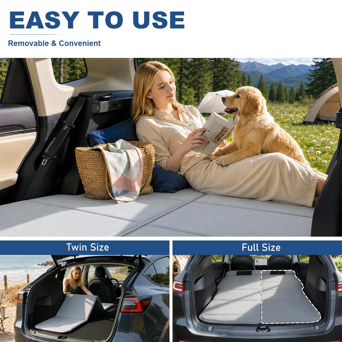 SXMMXS Camping Mattress for Mid-Size SUVs, No Inflation Needed, Foldable Foam Trunk Bed, SUV Air Mattress Alternative for Travel Sleeping, Ideal for Camping Essentials and Road Trips, Gifts for Guys