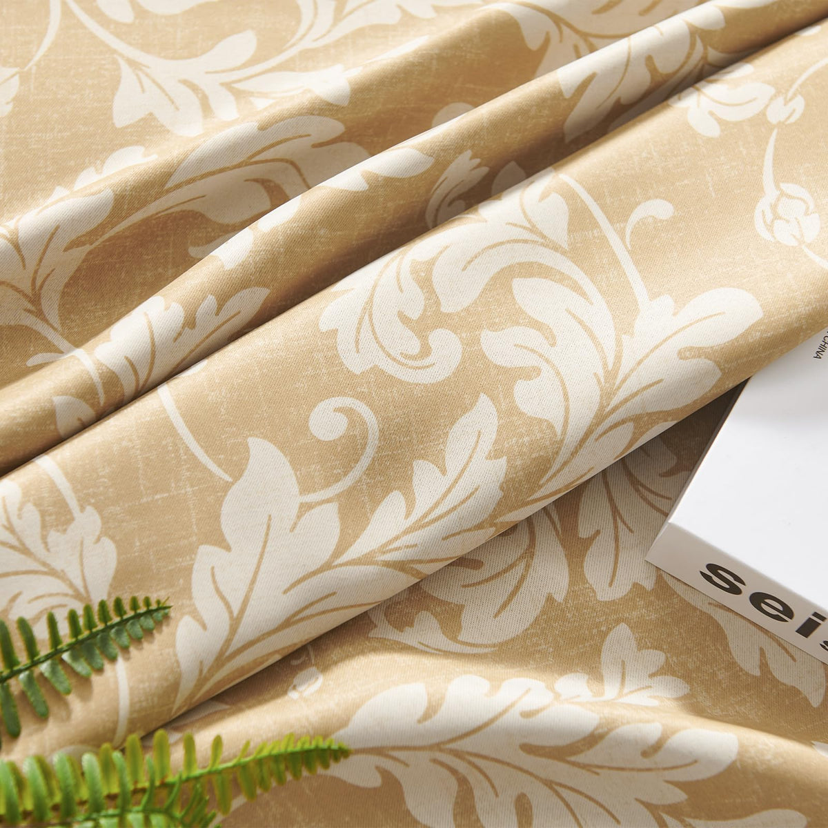 jinchan Vintage Curtains 84 Inch Long Cream Scroll Leaf Gold Curtians for Living Room Bedroom Room Darkenign Drapes Thermal Insulated Classic Traditional Privacy Grommet Top 2 Panels