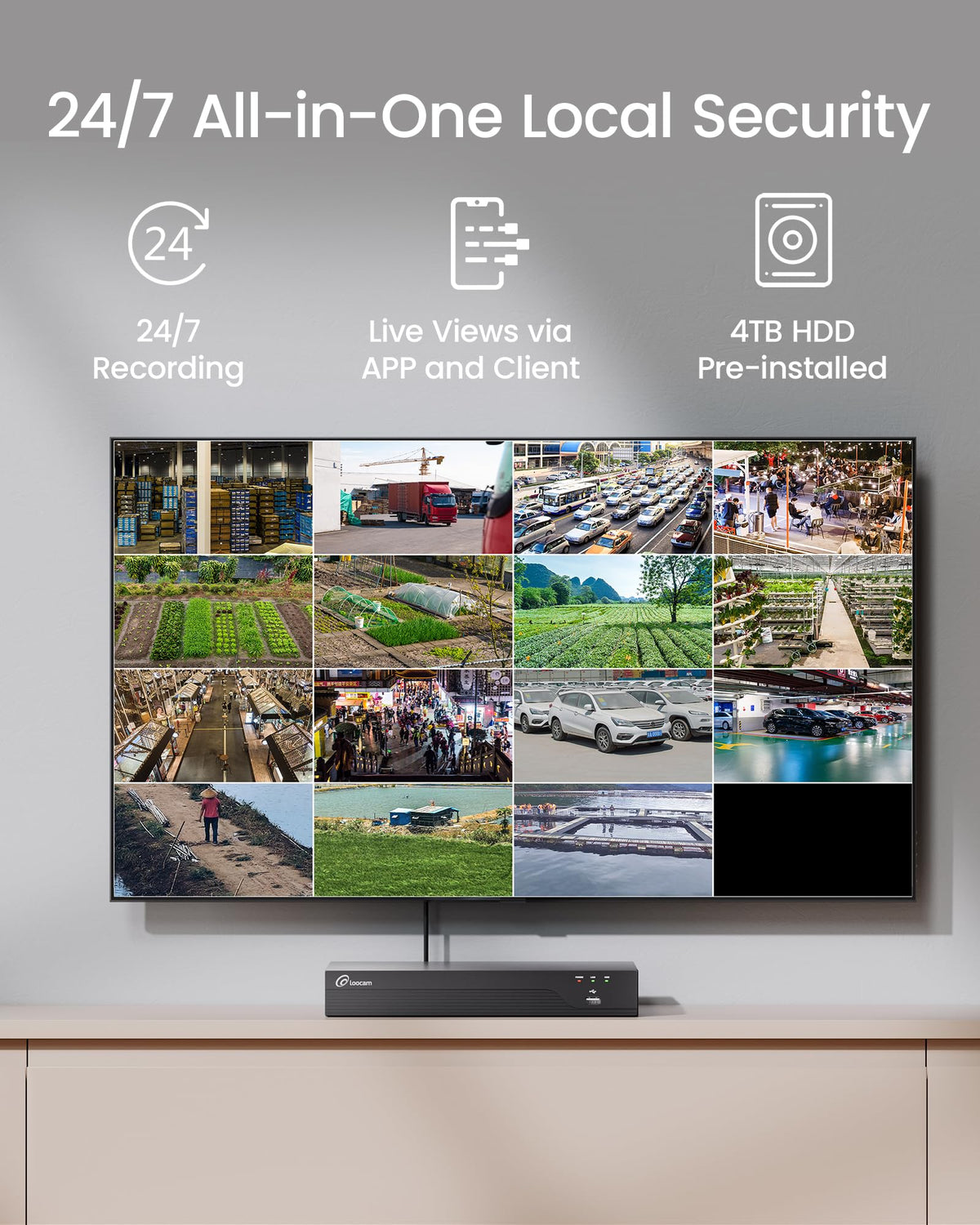 Loocam 16CH POE Security Camera System 4K, 4TB HDD & 8MP Dome POE IP Camera 8pcs Two Way Audios, AI Human/Vehicle Detection,Plug & Play, 16Channel NVR Security Camera System for Inoor Outdoor