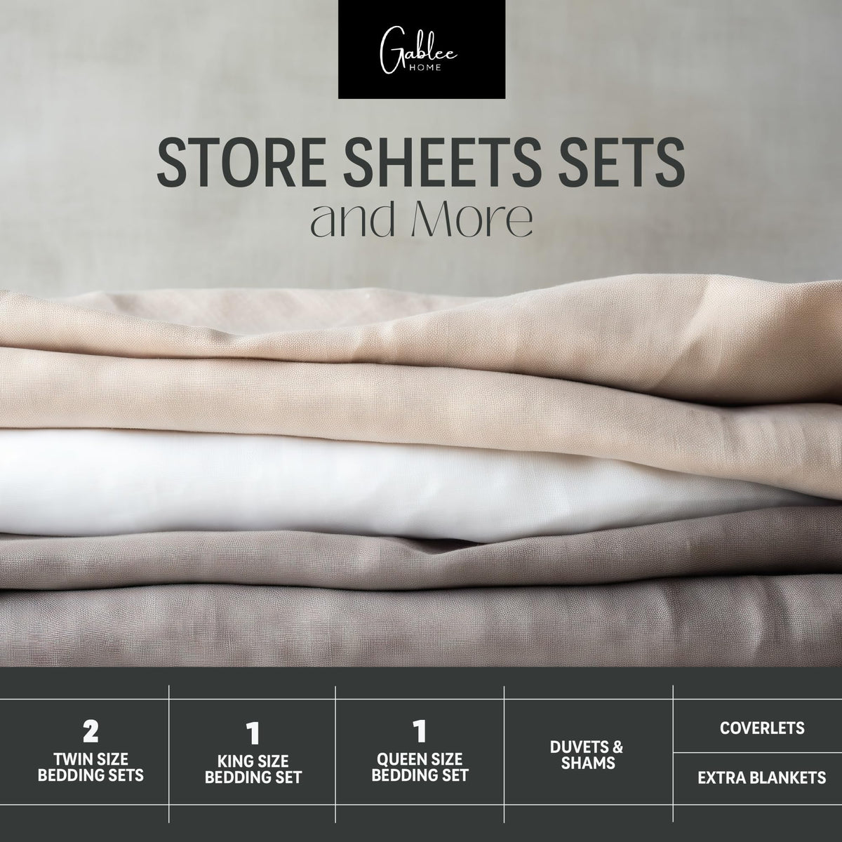 Bed Sheet Organizer Set - 4 Pack Premium Foldable Organizers for Sheets, Comforters, & Linens - Fits Neatly in Closet or Under Bed - Sturdy Oxford Cloth with Premade Labels - Home Storage Solution