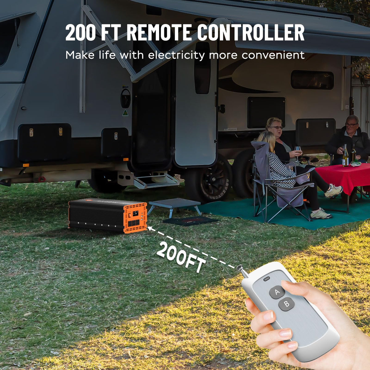 3000 Watt Power Inverter 12V DC to 110V/120V AC Converter Peak Power 6000W Car Inverter with LCD Display 3 AC Outlets, 2 USB & Type-C Port for RV,Truck,Off-Grid Solar System with Remote Controller