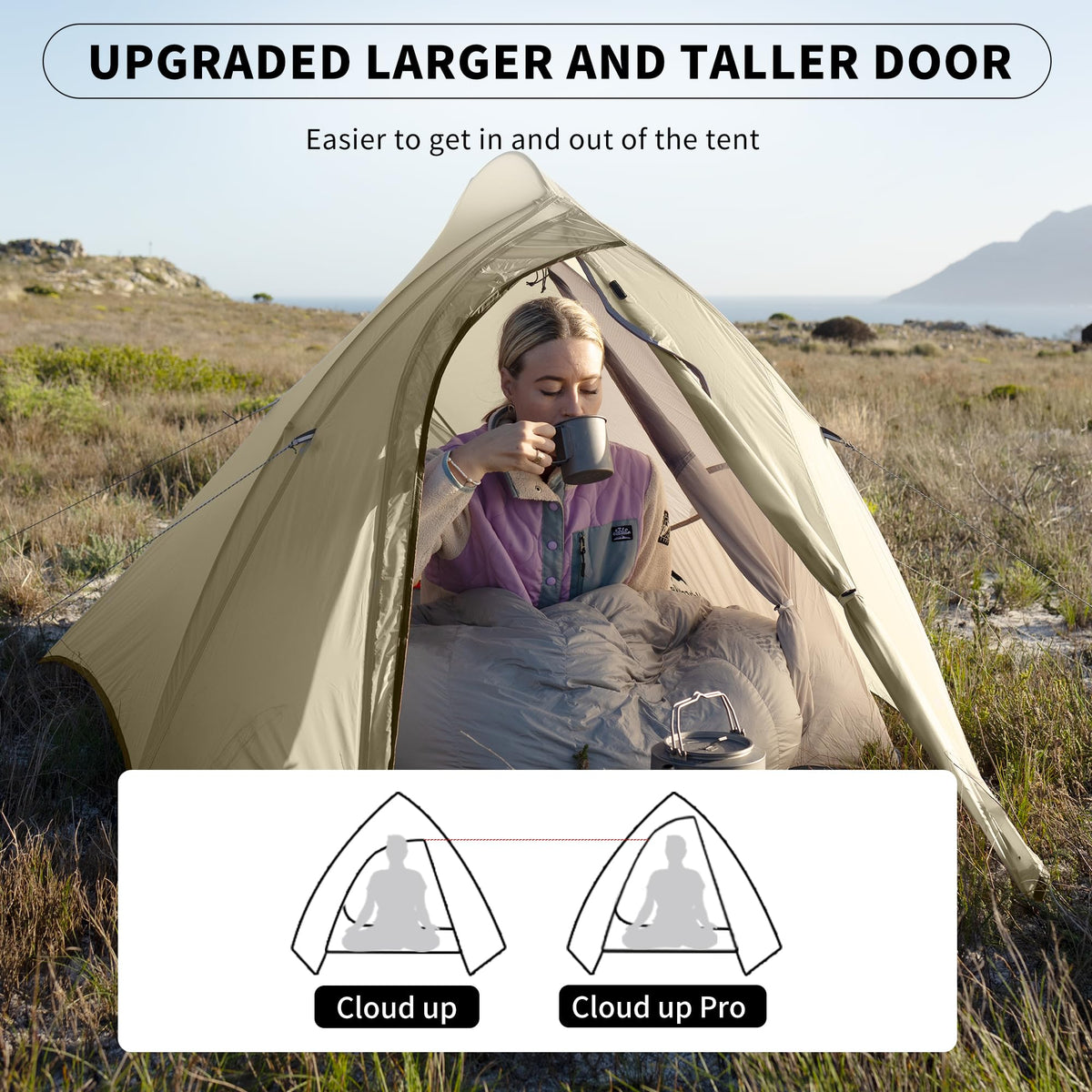 Naturehike Cloud up Pro 2 Person Tent, Double Layer Waterproof Two Person Tent,Ultralight 2 Person Backpacking Tent with Footprint