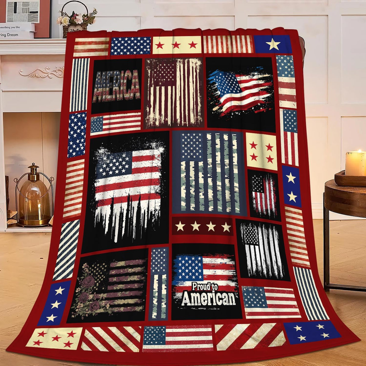 Veteran Blanket American Flag Throw Blanket Veterans Day Gifts for Men Women Adults Super Soft Cozy Plush Fluffy Fuzzy Fleece Blanket Home Decor 60''X80''